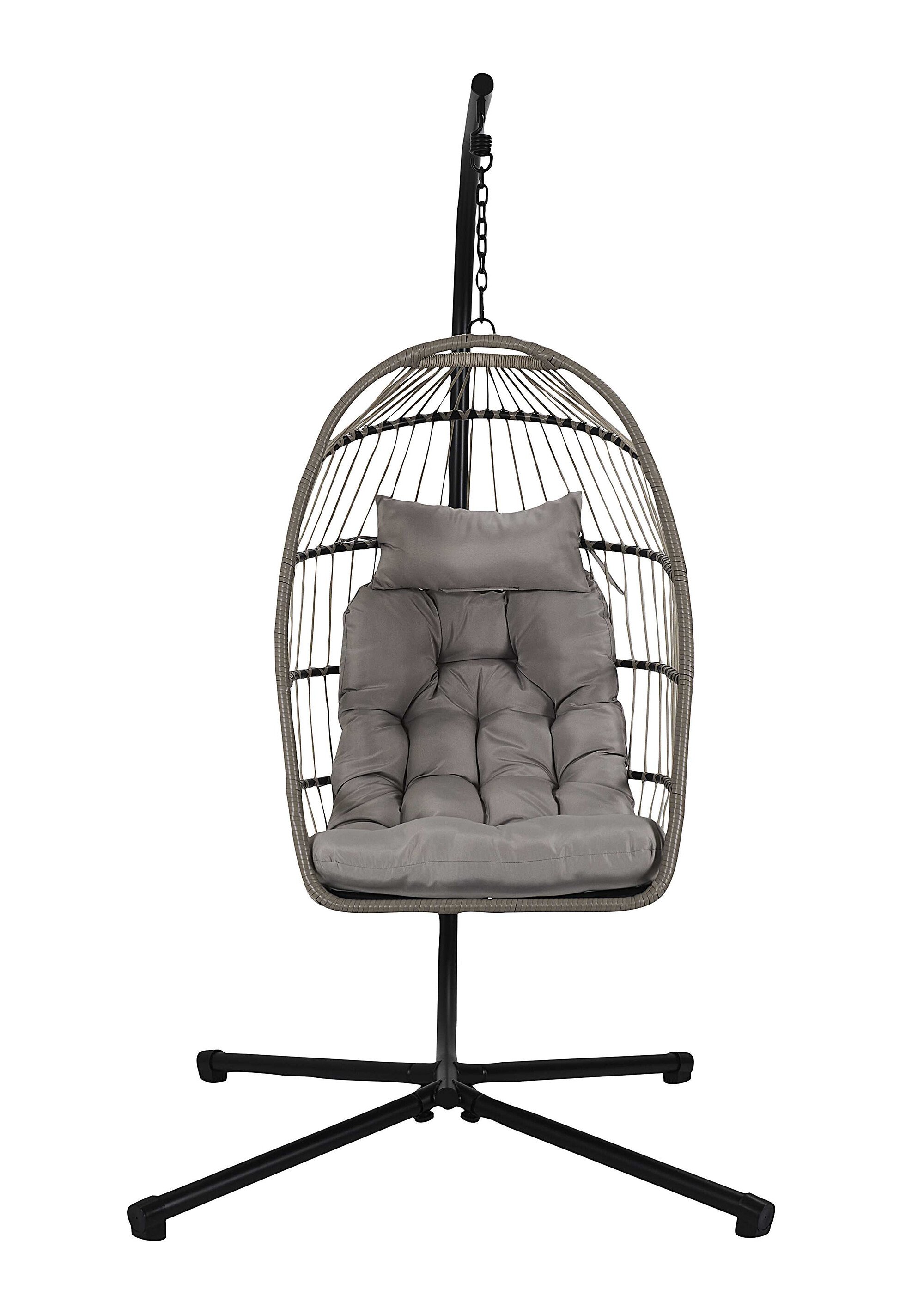 Fauteuil détente suspendu + pied acier GRIS CMP-HDO0394 DE1