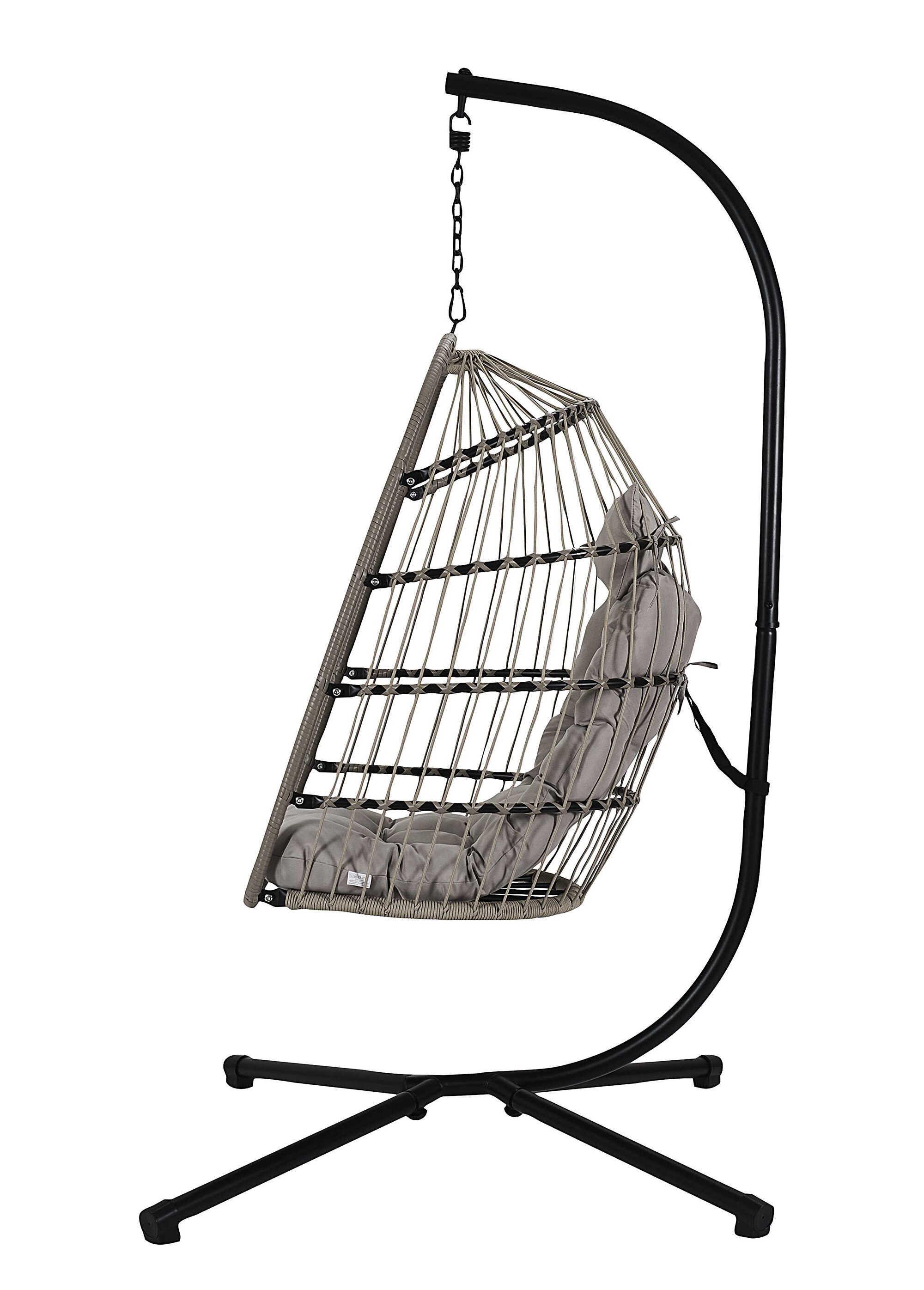 Fauteuil détente suspendu + pied acier GRIS CMP-HDO0394 DR1