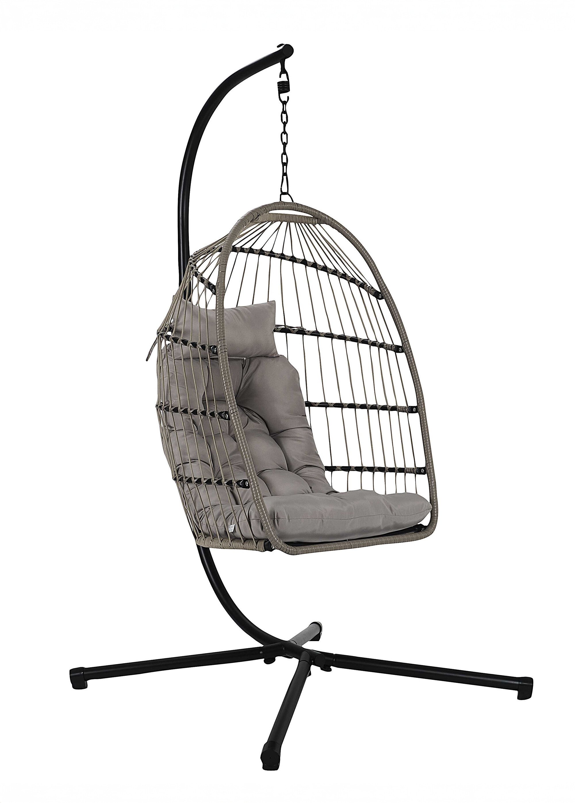 Fauteuil détente suspendu + pied acier GRIS CMP-HDO0394 FA1