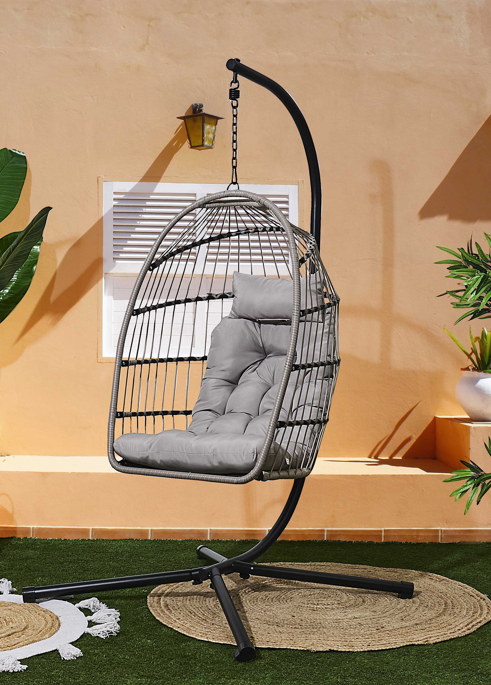 Fauteuil détente suspendu + pied acier GRIS CMP-HDO0394 SI1