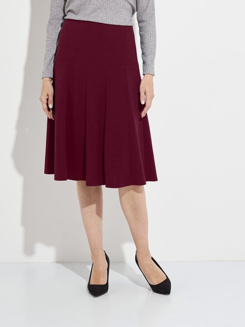 Jupe évasée mi longue unie taille élastiquée Femme Rouge LOUPE FA1