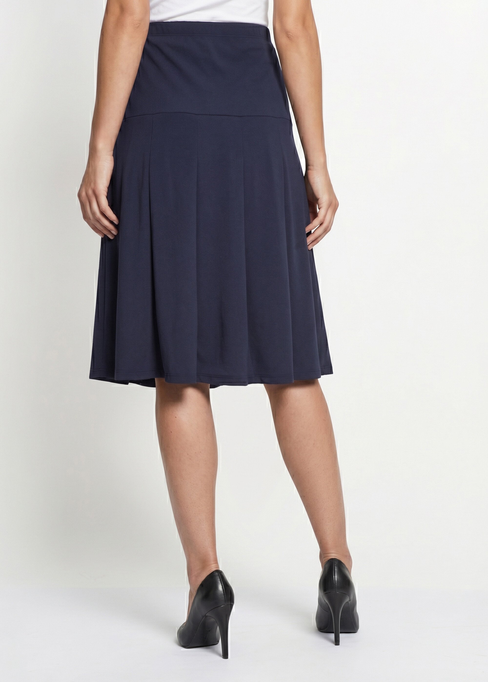 Jupe évasée mi longue unie taille élastiquée