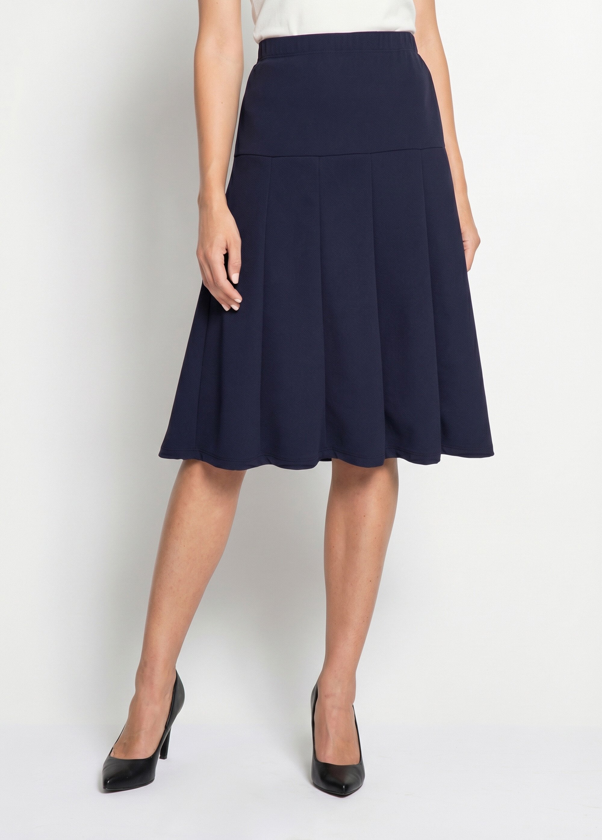 Jupe évasée mi longue unie taille élastiquée Femme Bleu LOUPE FA1