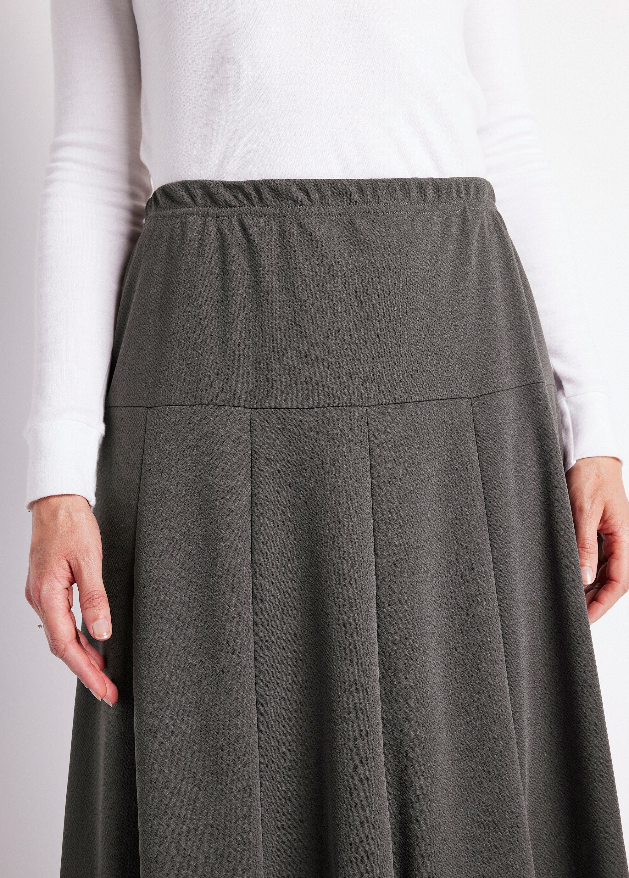 Jupe évasée mi longue unie taille élastiquée
