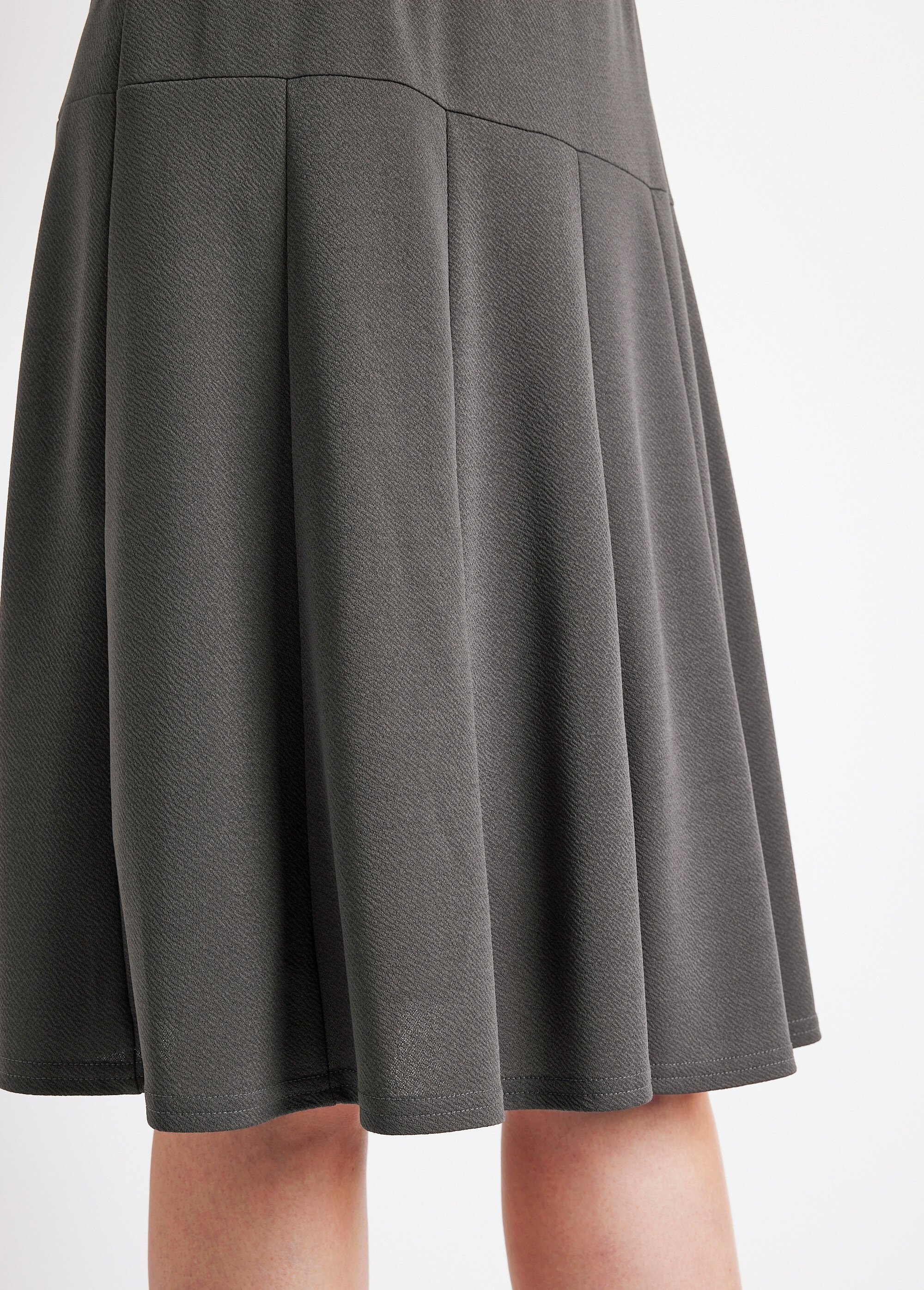 Jupe évasée mi longue unie taille élastiquée Femme Gris LOUPE DE2
