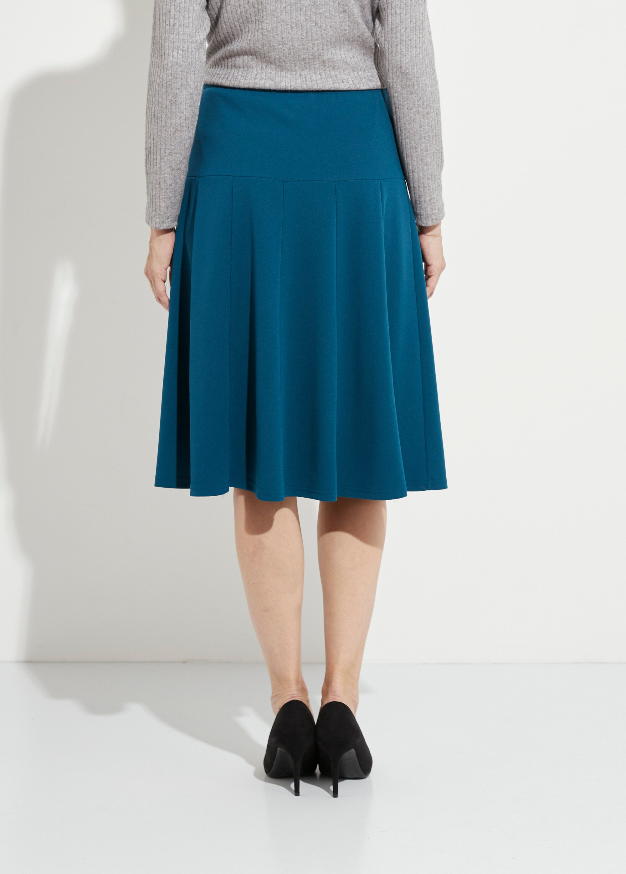 Jupe évasée mi longue unie taille élastiquée Femme Bleu LOUPE DO1