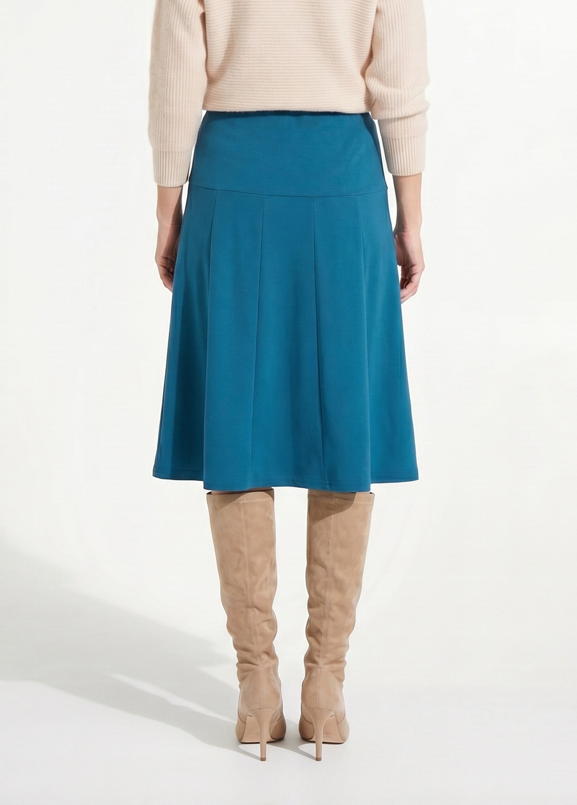 Jupe évasée mi longue unie taille élastiquée