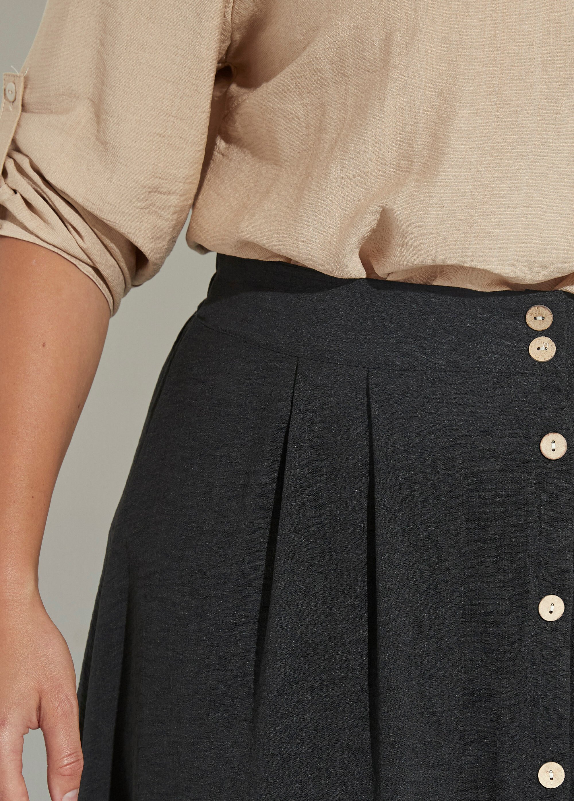 Jupe longue boutonnée taille élastiquée