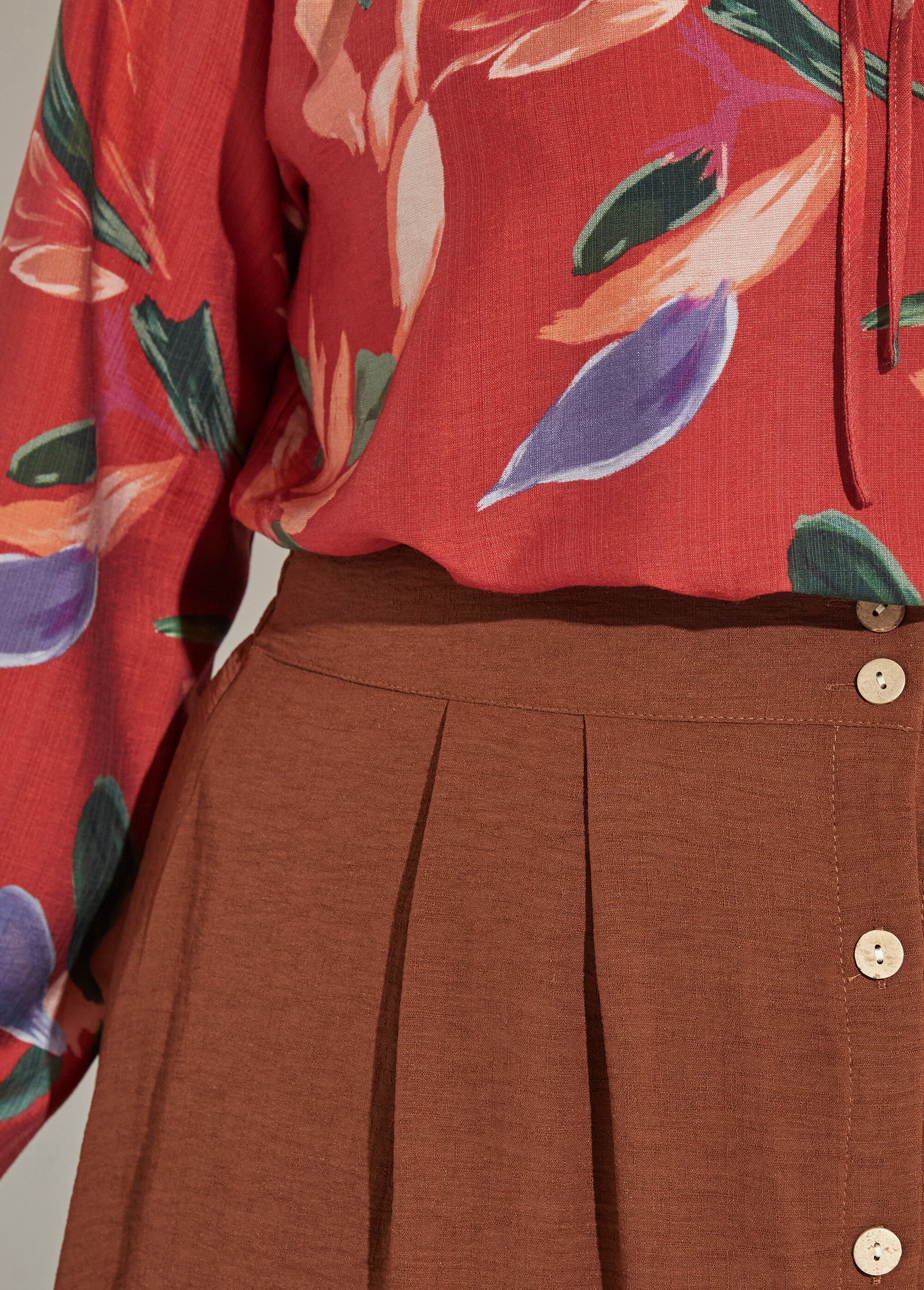 Jupe longue boutonnée taille élastiquée