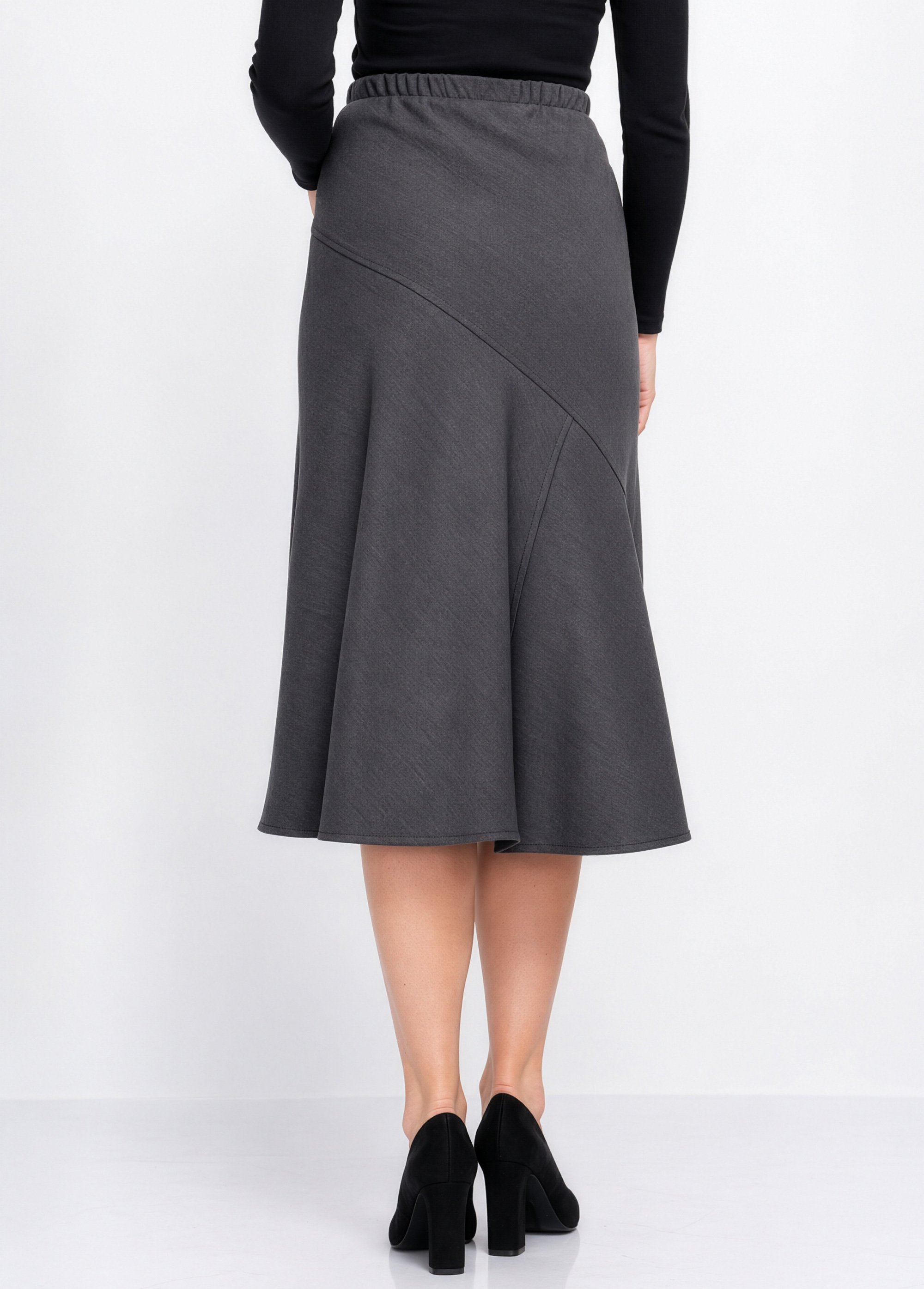 Jupe longue évasée tissu extensible