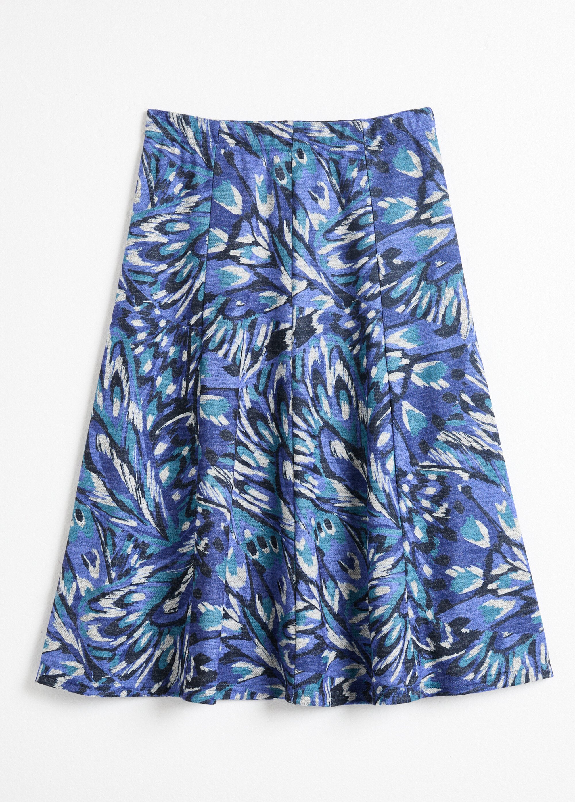 Jupe mi longue évasée maille chaude imprimée Femme Bleu LOUNA AP1