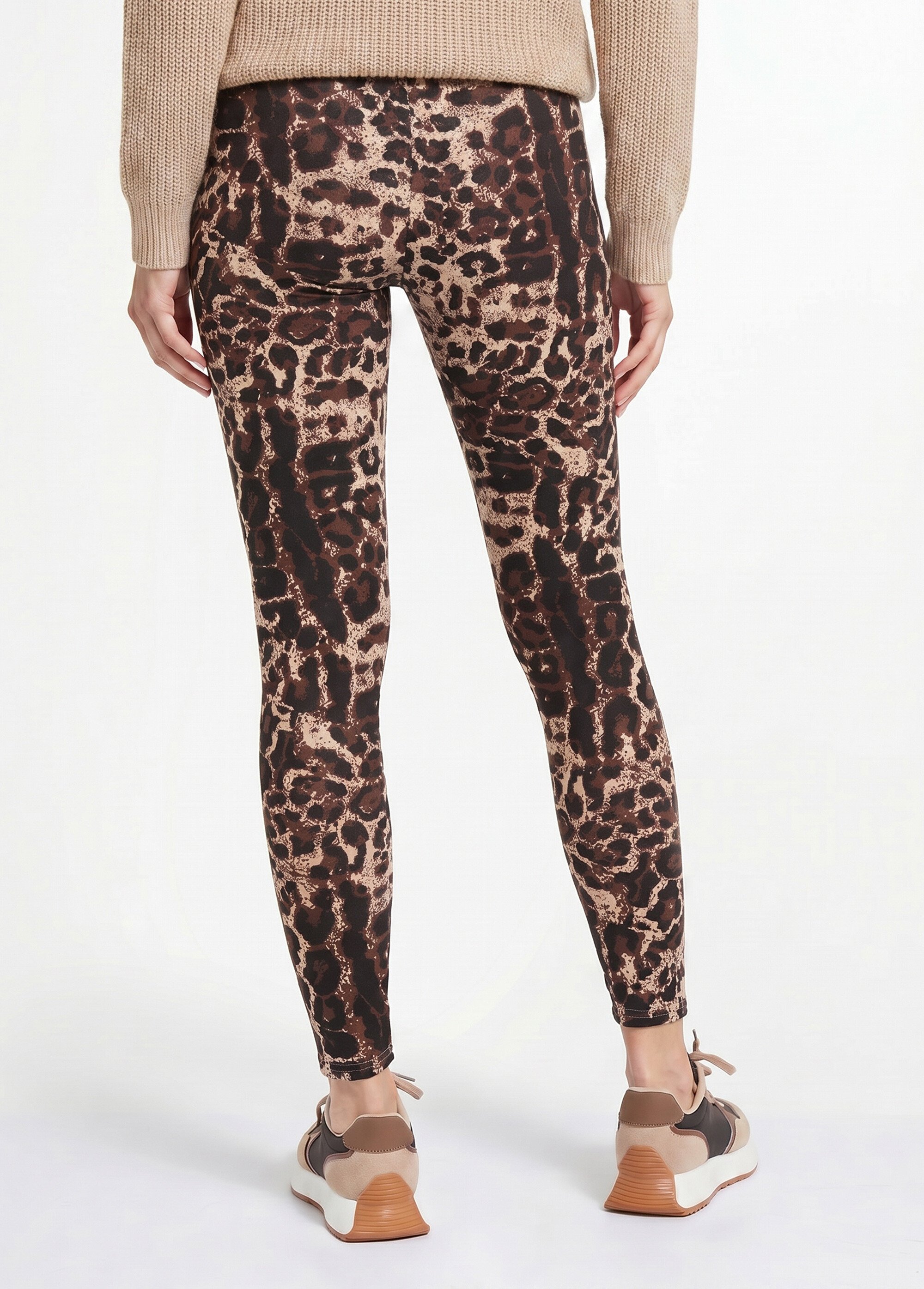 Legging taille élastiquée jacquard peau de bête Femme Beige NUCCIA DO1