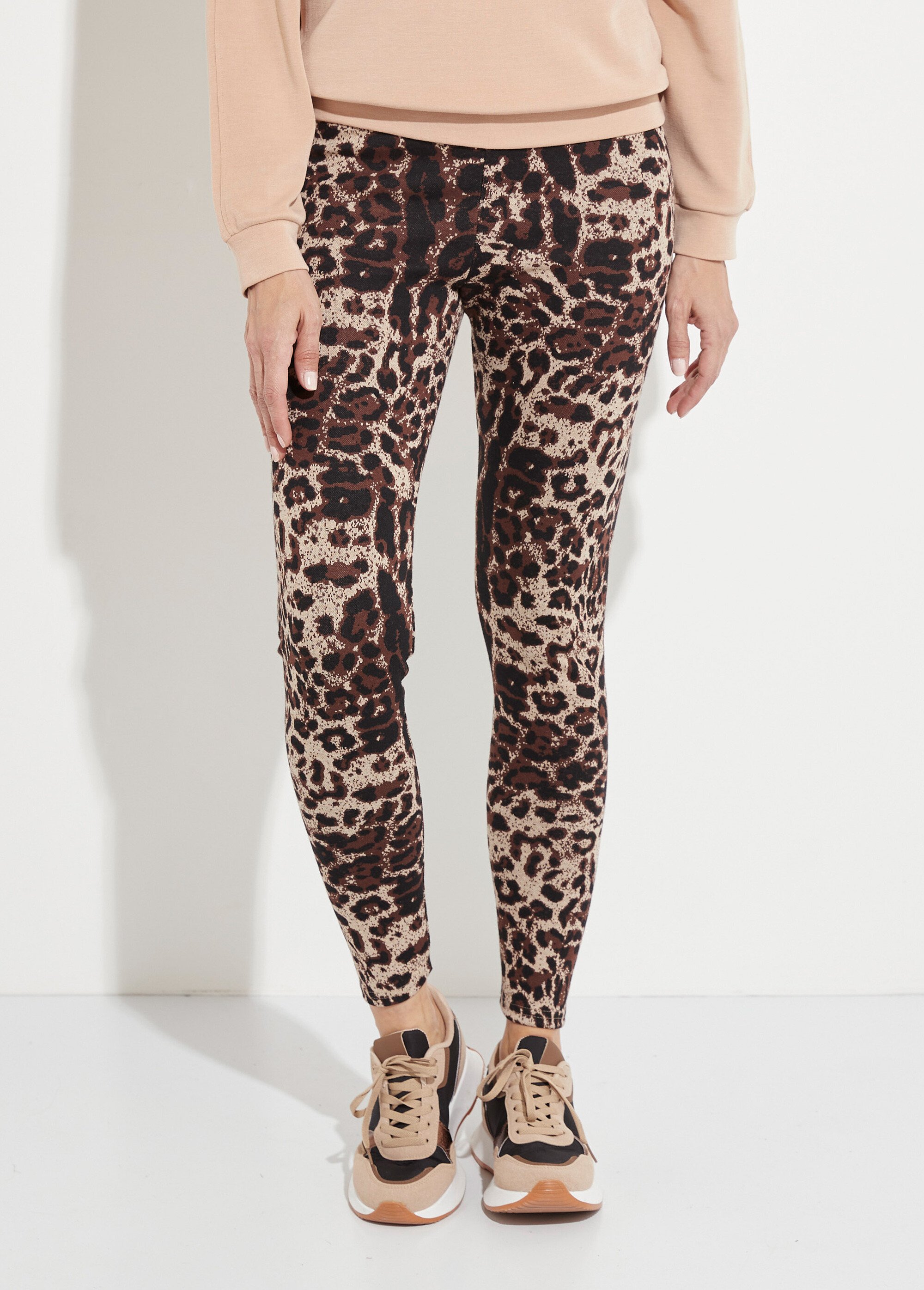 Legging taille élastiquée jacquard peau de bête Femme Beige NUCCIA FA1