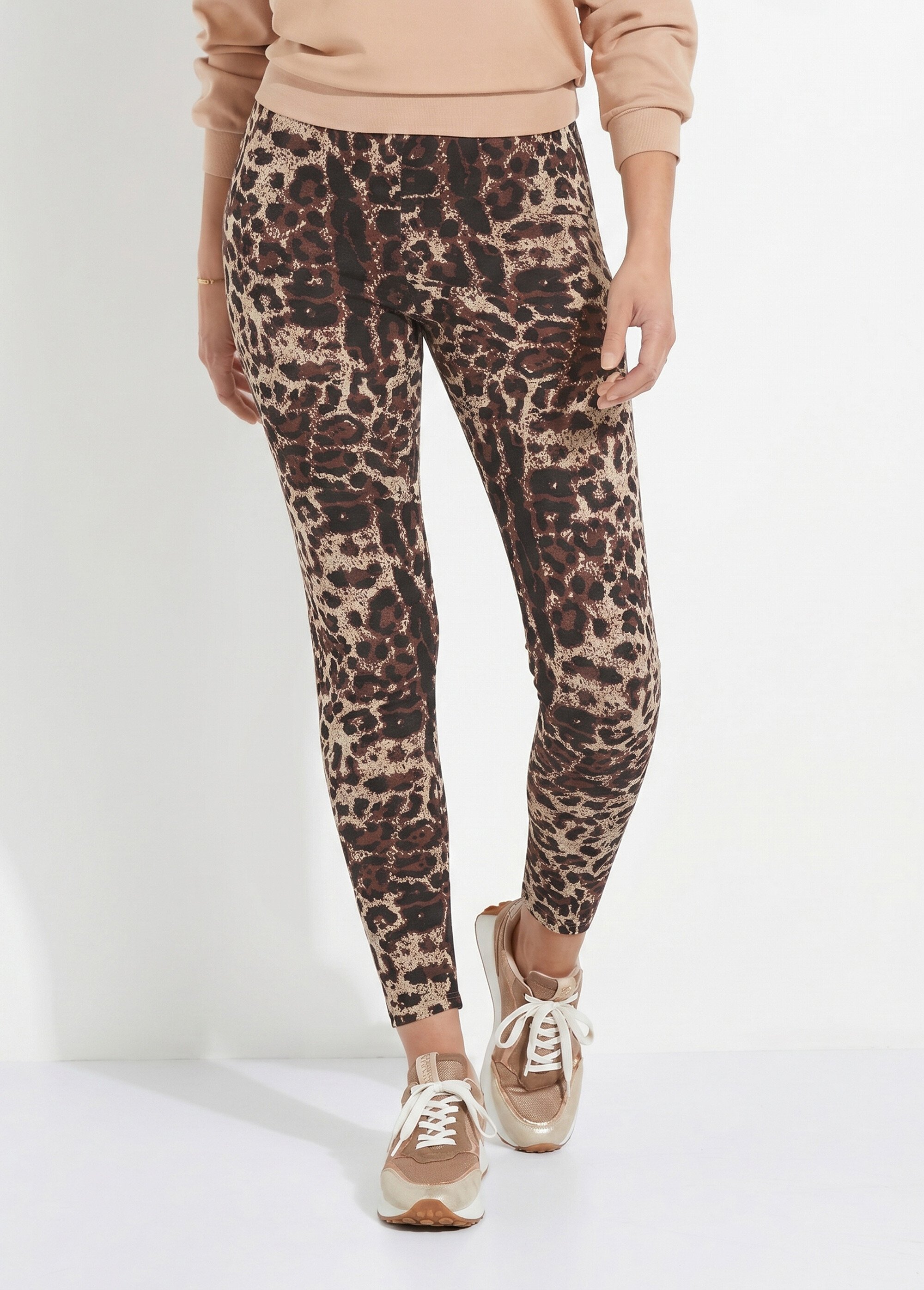 Legging taille élastiquée jacquard peau de bête Femme Beige NUCCIA FA1