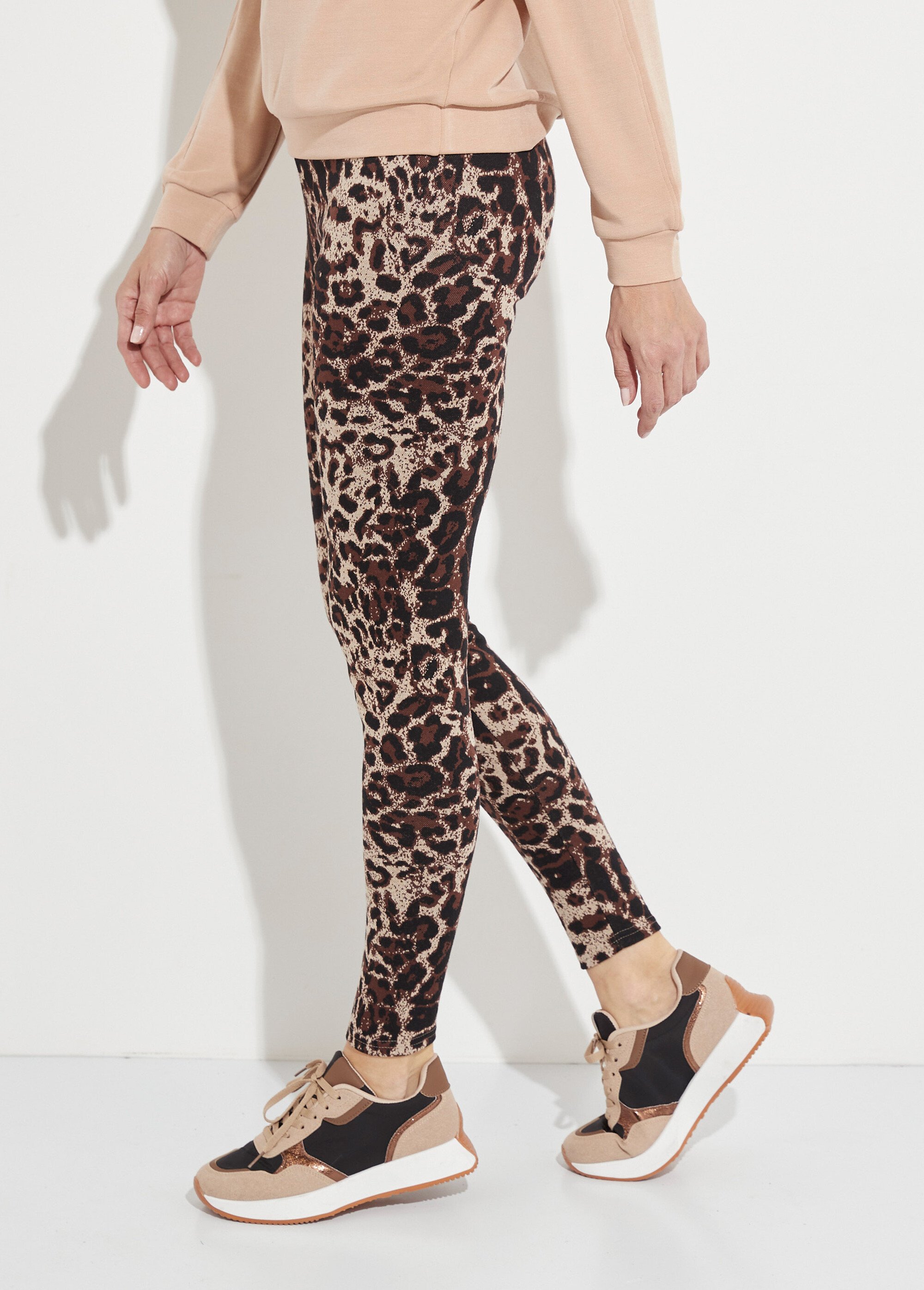 Legging taille élastiquée jacquard peau de bête Femme Beige NUCCIA GA1