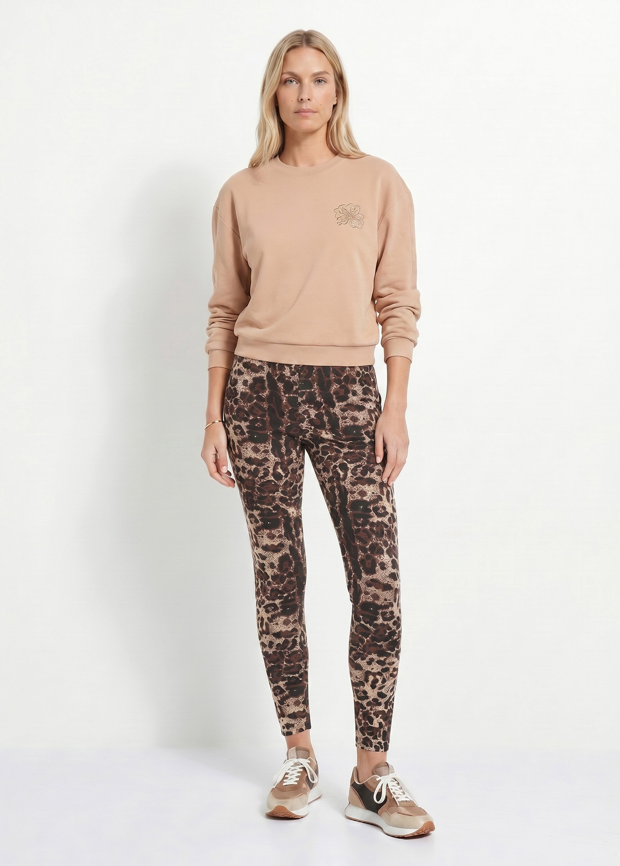 Legging taille élastiquée jacquard peau de bête Femme Beige NUCCIA SI1