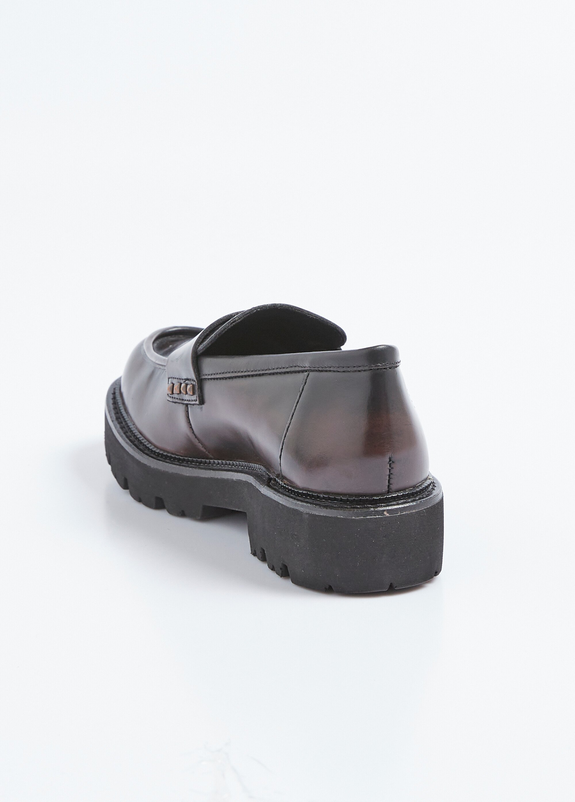 Mocassins cuir avec semelle épaisse crantée Femme Marron TOMLUANDA501 DO1