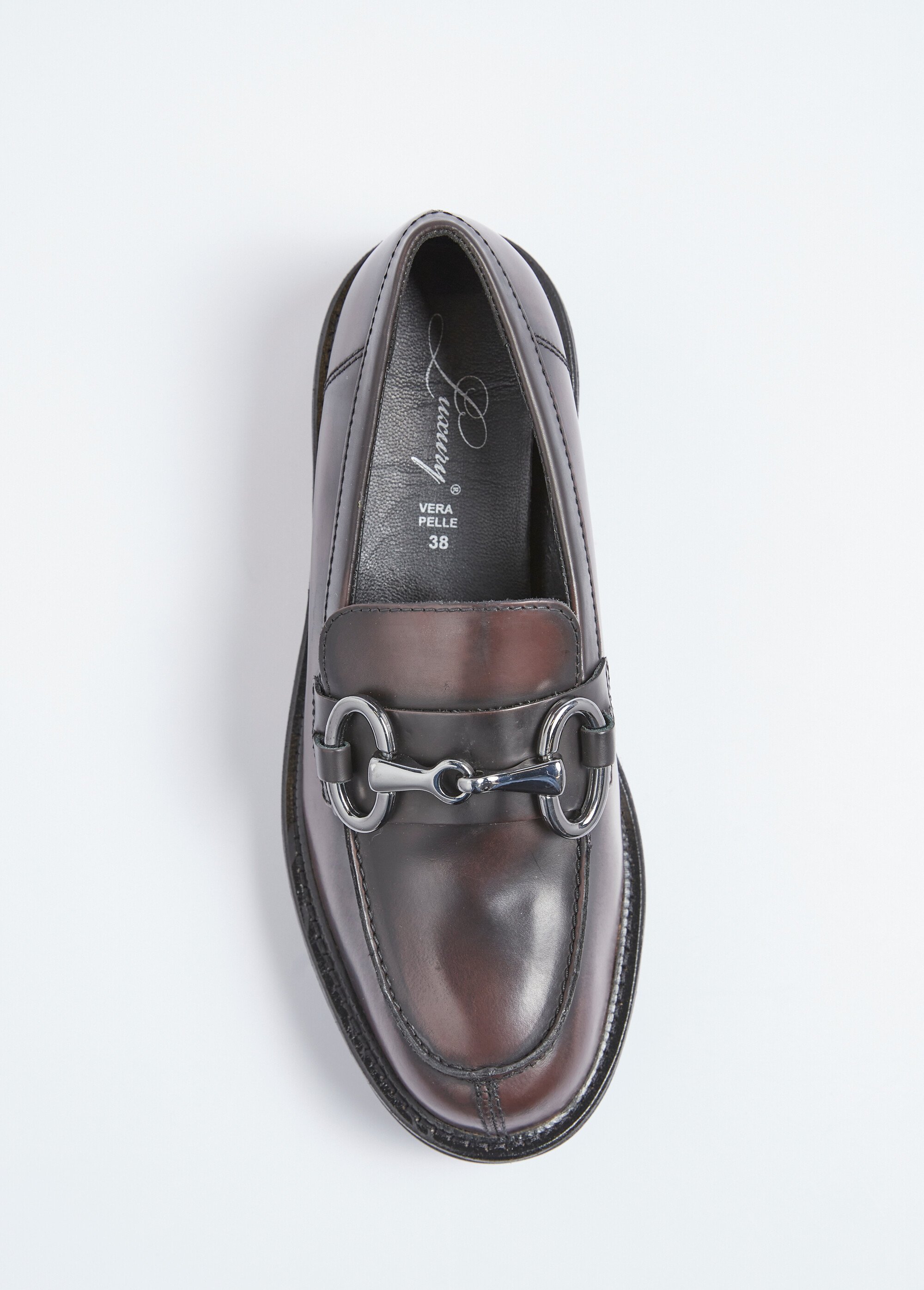 Mocassins cuir mors métal et semelle crantée Femme Marron TOMKENYA552 OV1