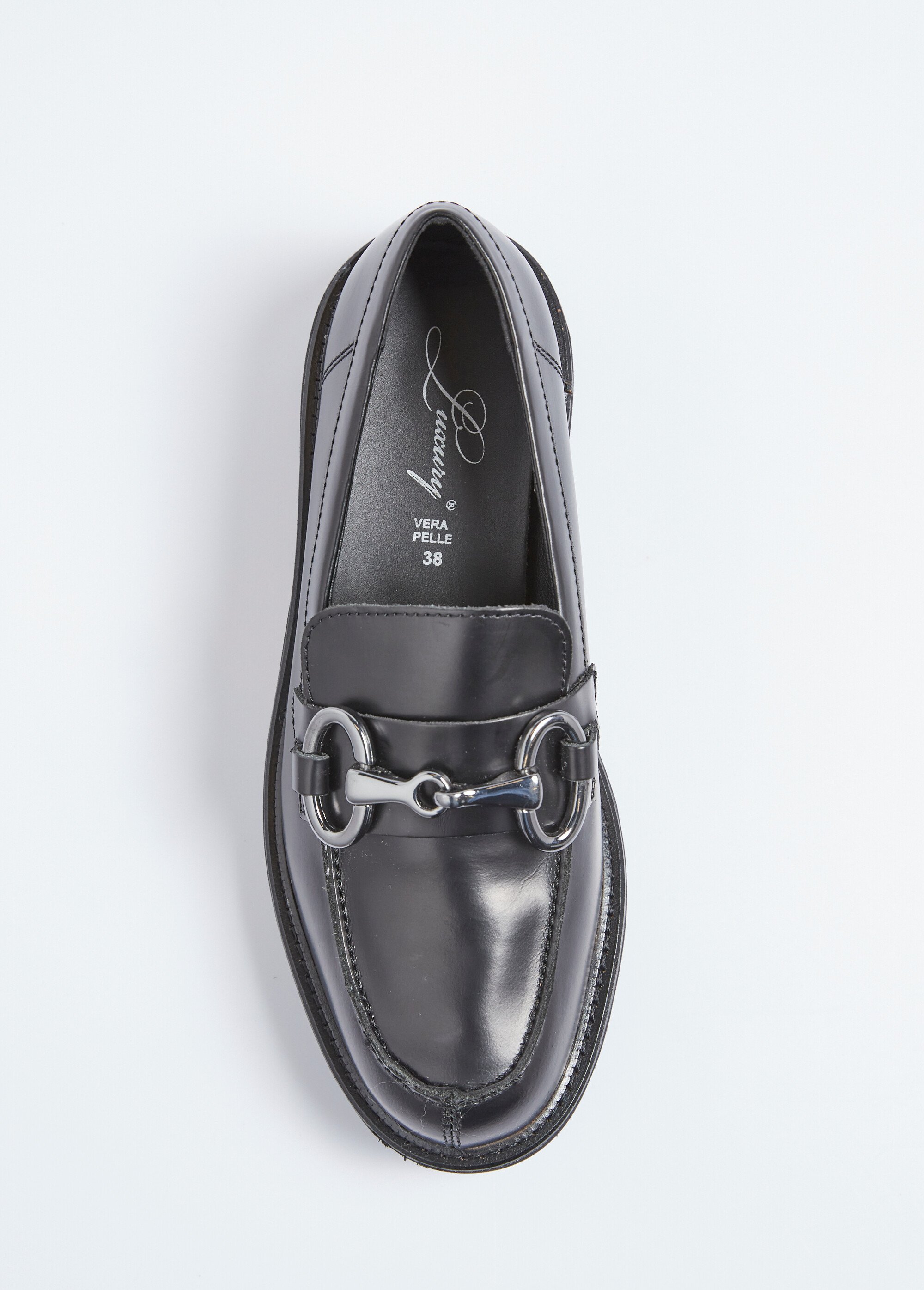 Mocassins cuir mors métal et semelle crantée Femme Noir TOMKENYA552 OV1