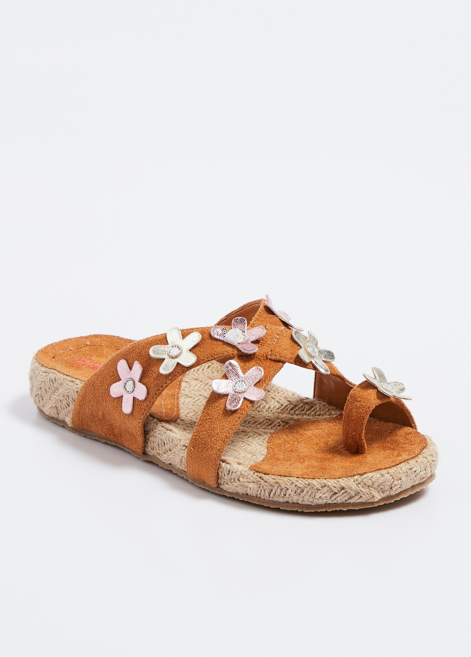 Mules semelle compensée détails fleurs