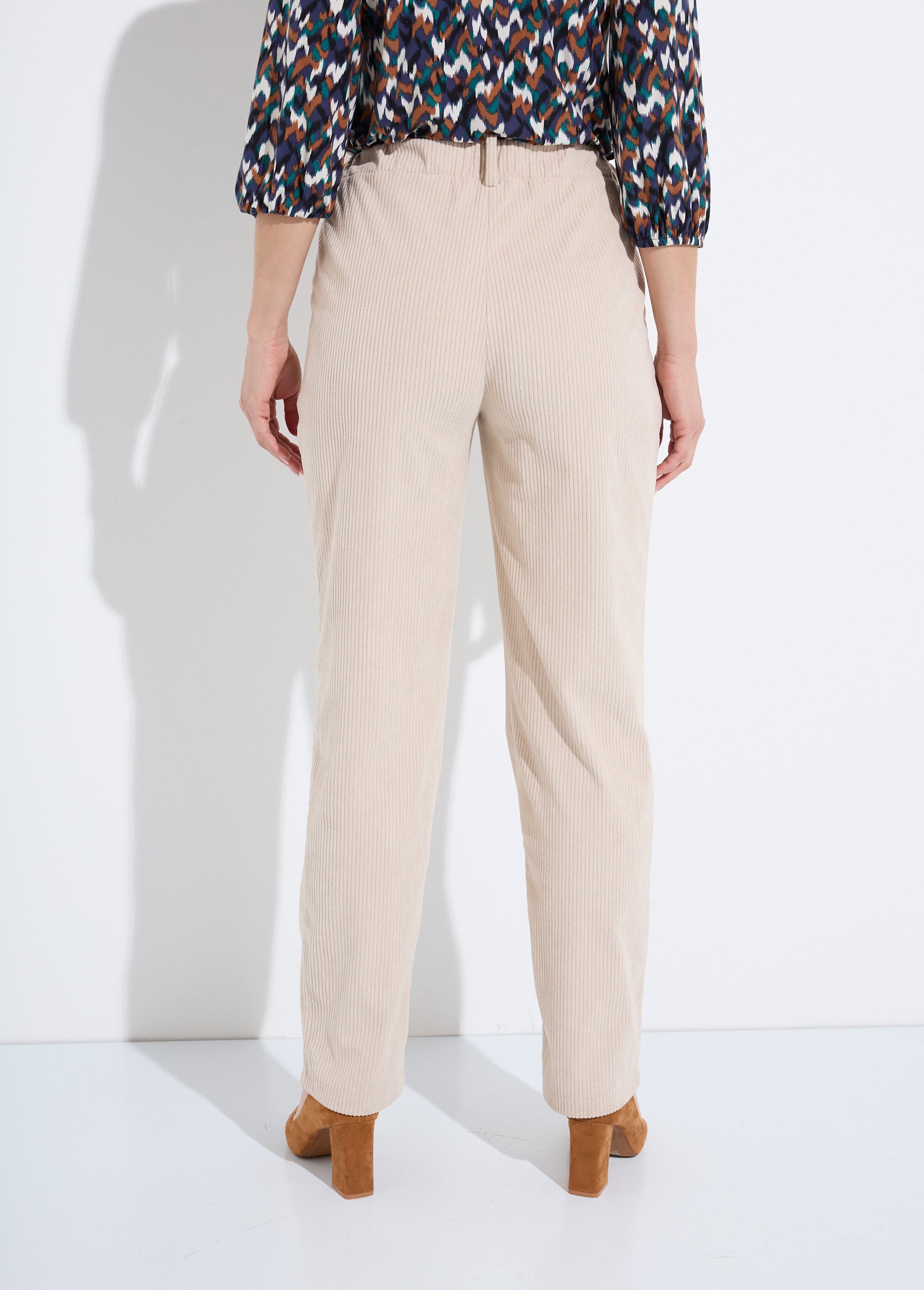 Pantalon velours côtelé taille élastiquée