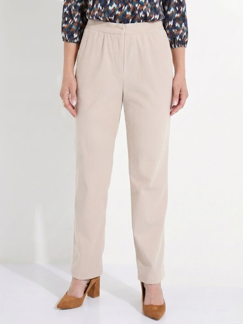 Pantalon velours côtelé taille élastiquée Femme Beige NADY FA1