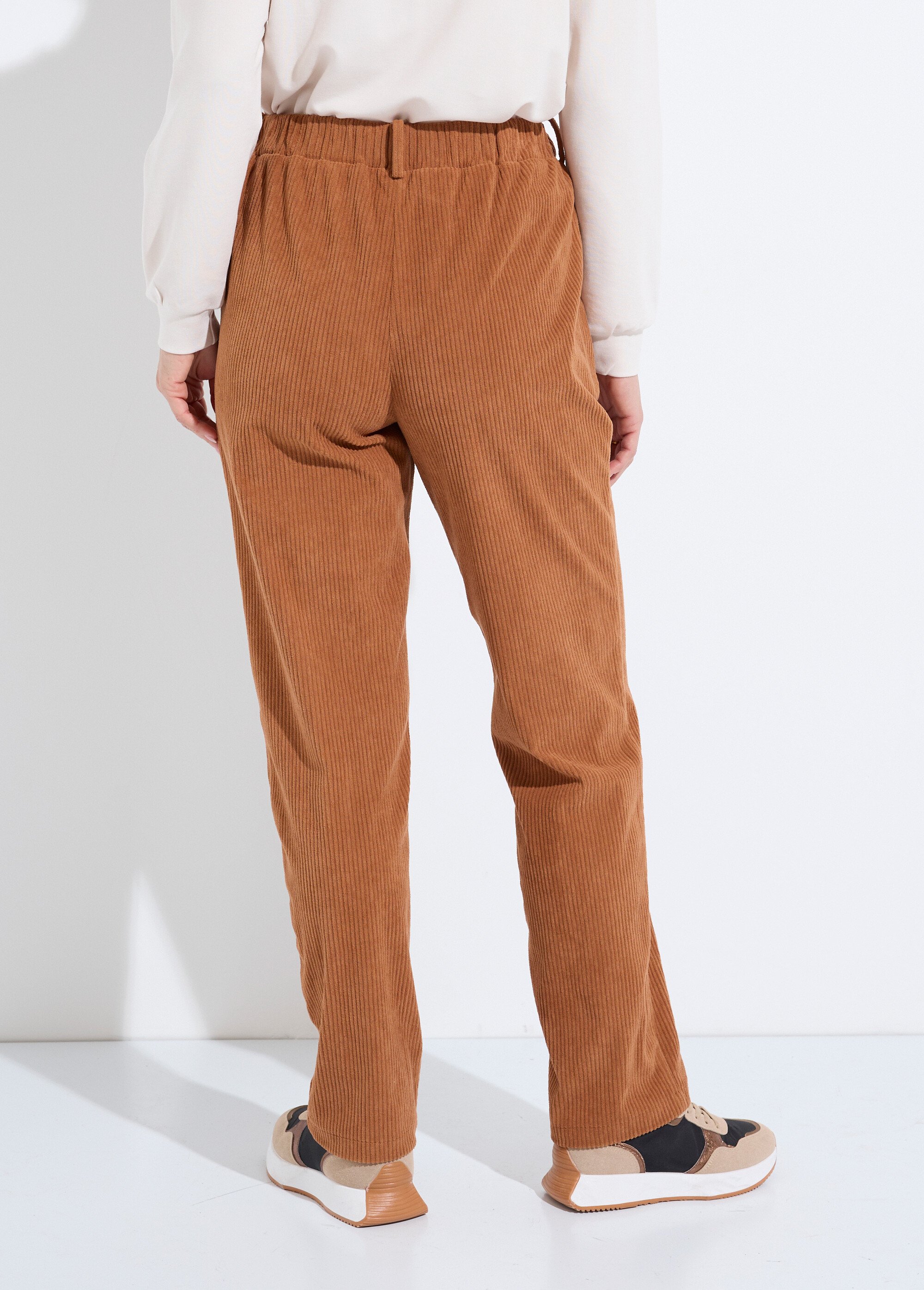 Pantalon velours côtelé taille élastiquée Femme Marron NADY DO1