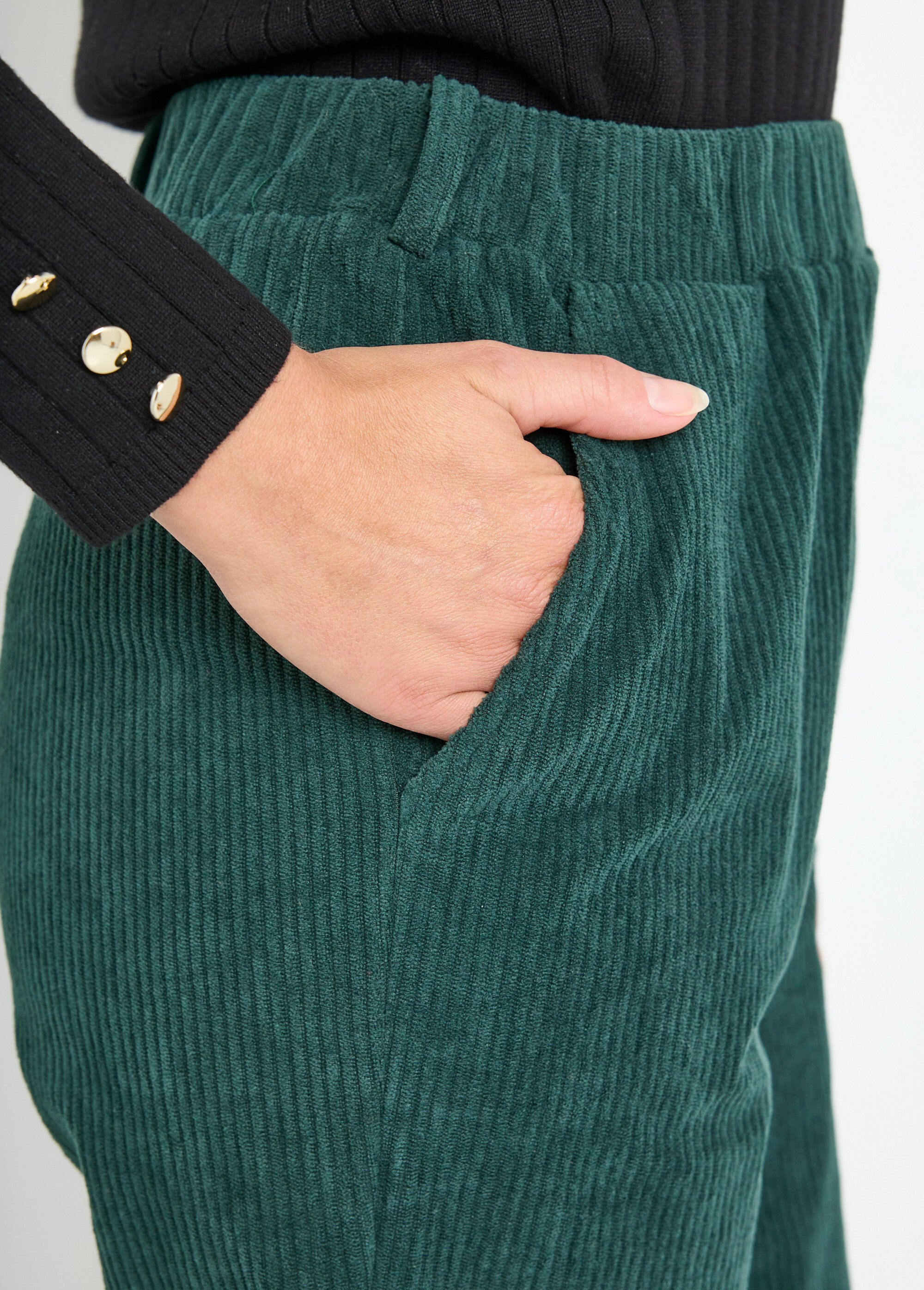Pantalon velours côtelé taille élastiquée