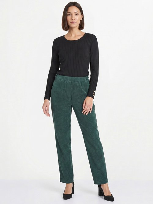 Pantalon velours côtelé taille élastiquée Femme Vert NADY SI1