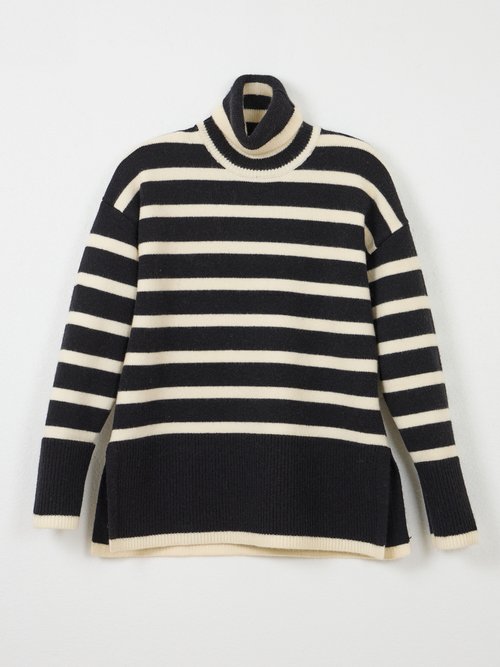 Pull col roulé manches longues descendues Femme RAYE NOIR PAVEL AP1