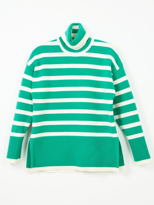 Pull col roulé manches longues descendues Femme Vert PAVEL AP1