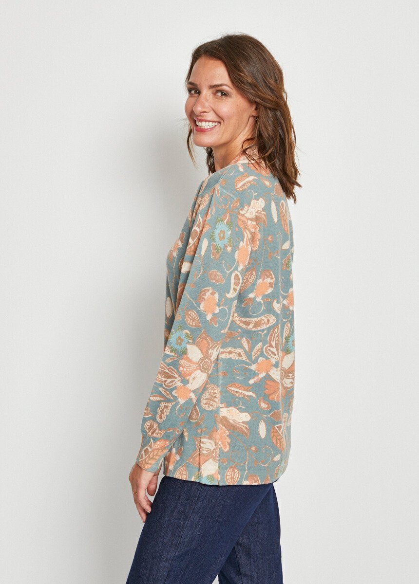 Pull imprimé en laine mérinos Femme Vert PRINCIAY DR1