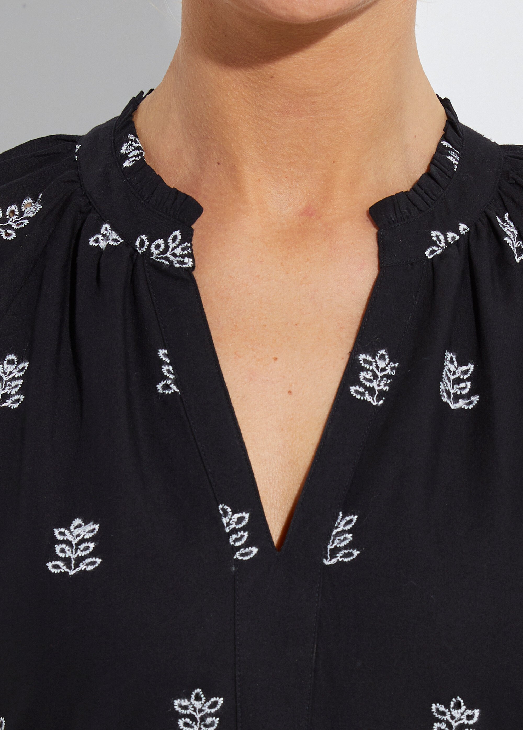 Robe courte ample coton brodé