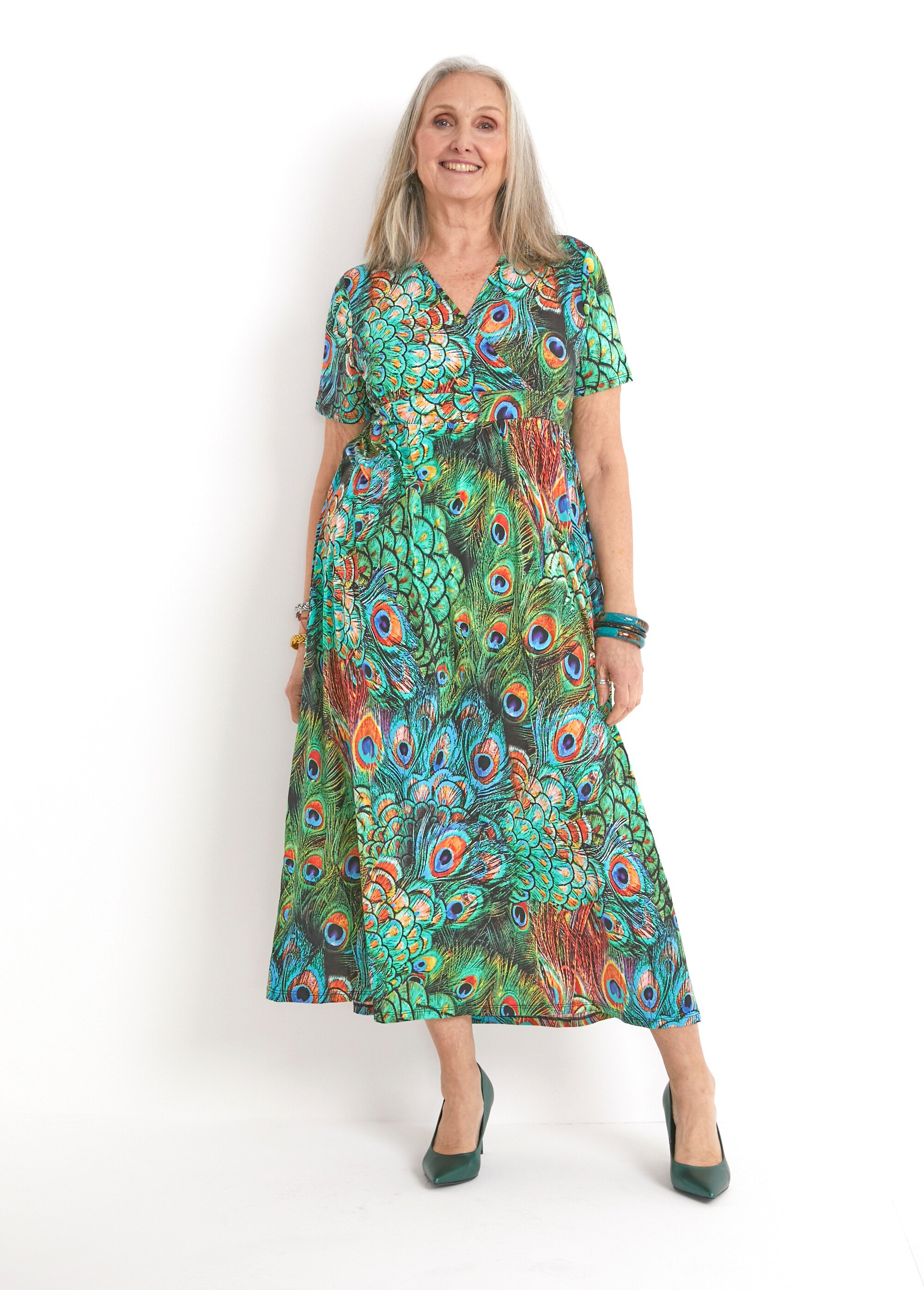 Robe longue décolleté effet cache-coeur