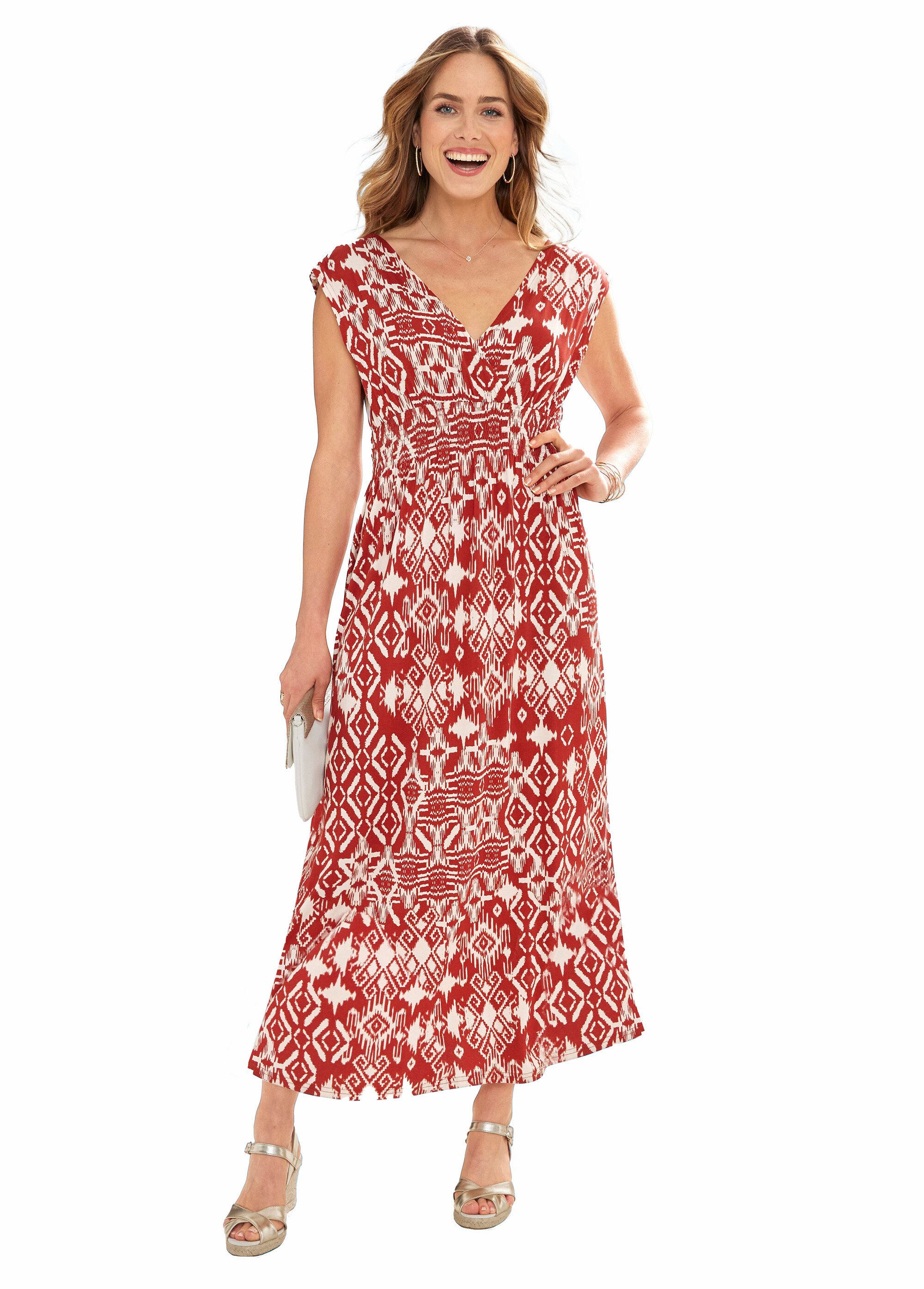 Robe longue smockée base évasée