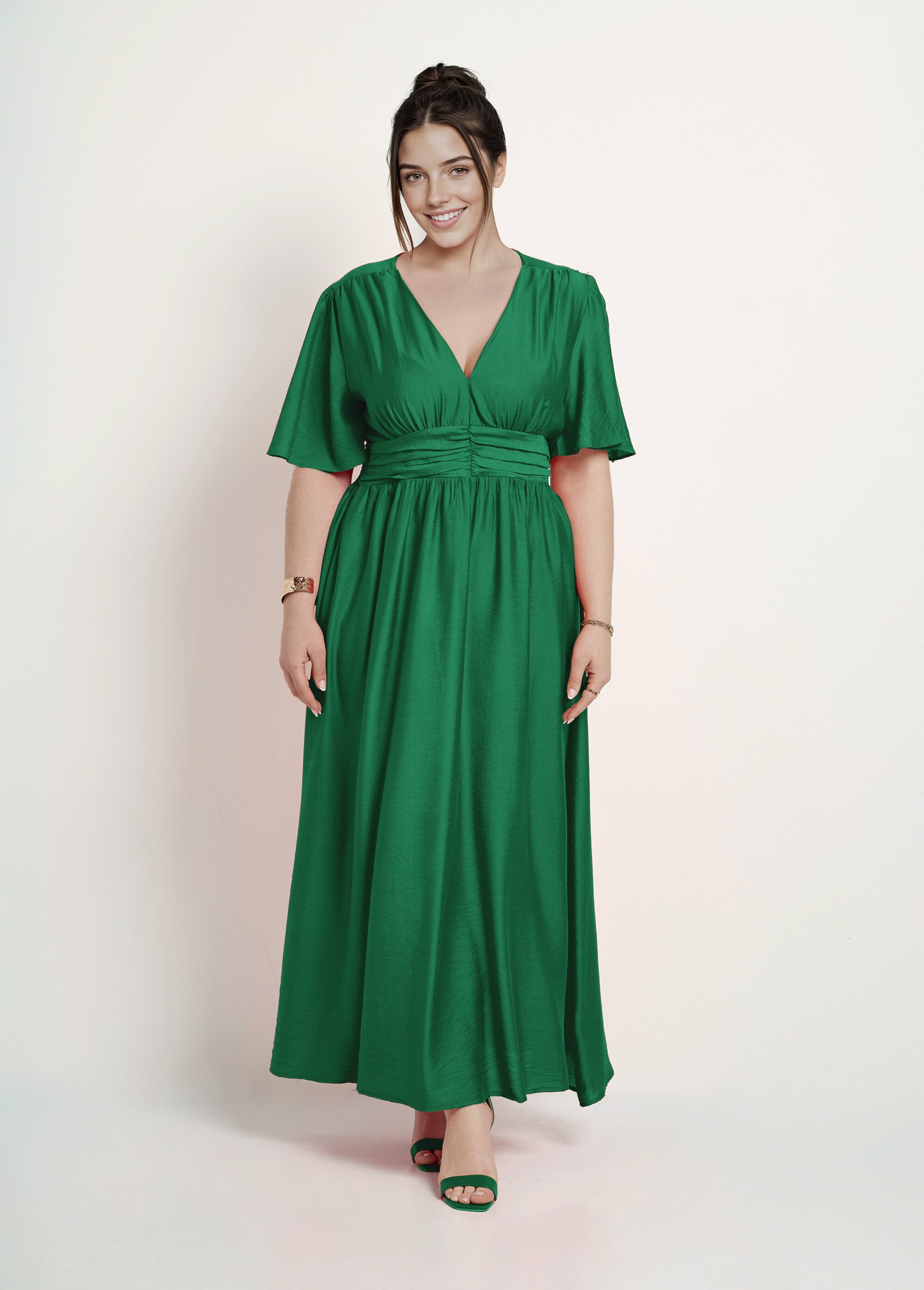 Robe longue taille empire, décolleté V
