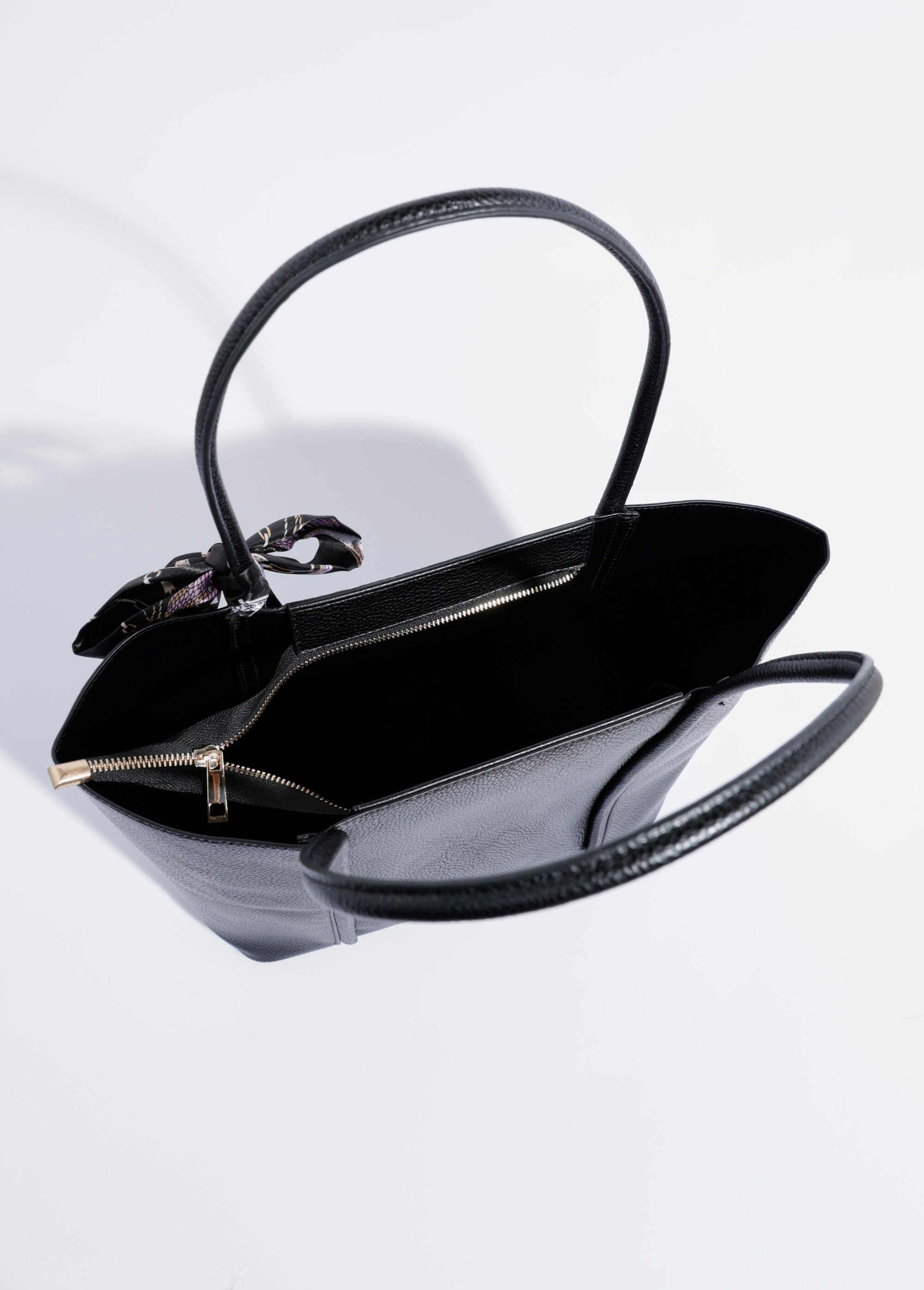 Sac shopping anses courtes + foulard Femme Noir BAG-YD023MAIN DE1