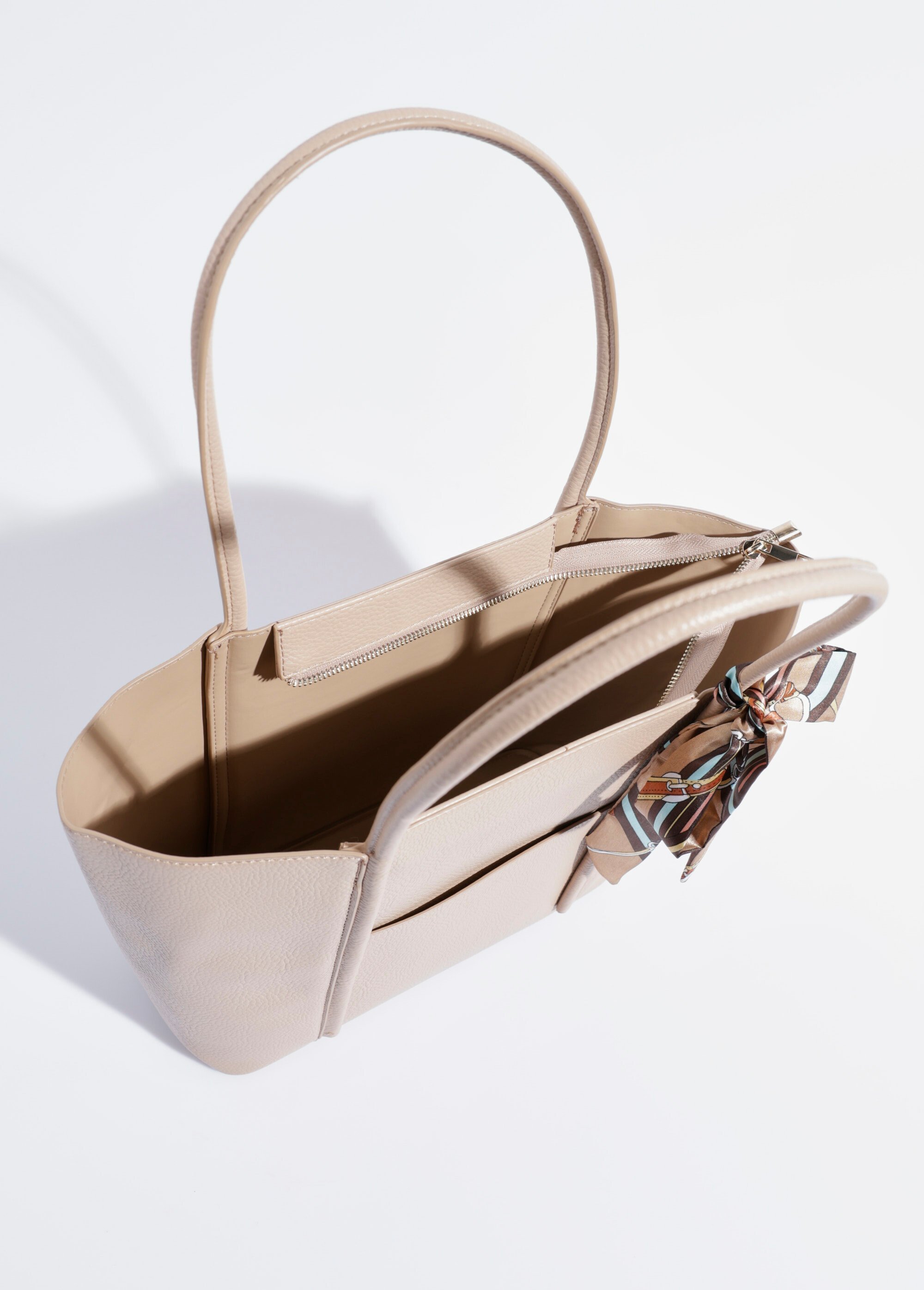 Sac shopping anses courtes + foulard Femme Beige BAG-YD023MAIN DE1
