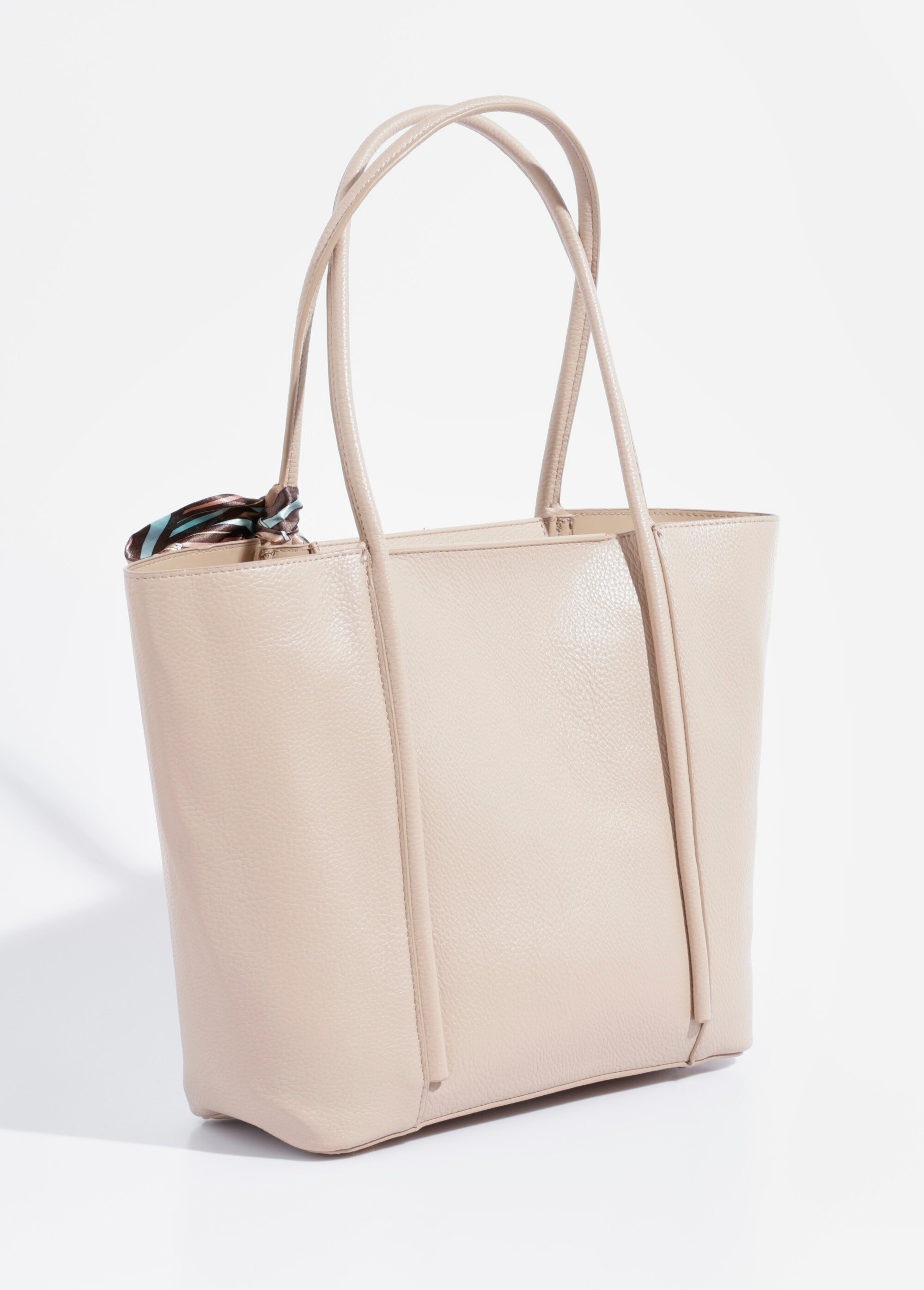 Sac shopping anses courtes + foulard Femme Beige BAG-YD023MAIN DO1
