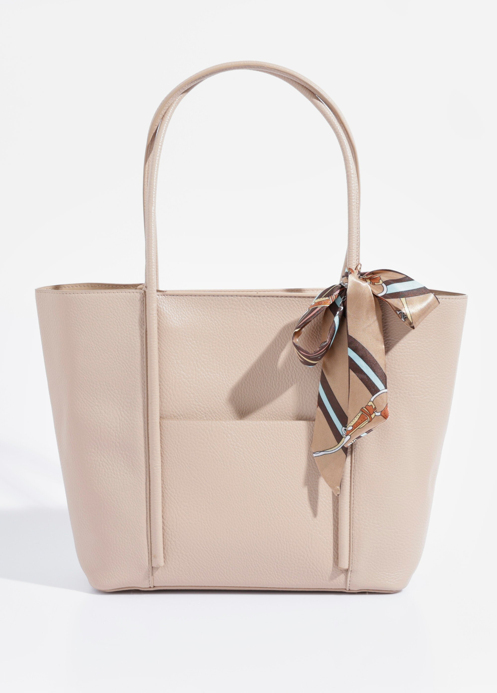 Sac shopping anses courtes + foulard Femme Beige BAG-YD023MAIN FA1