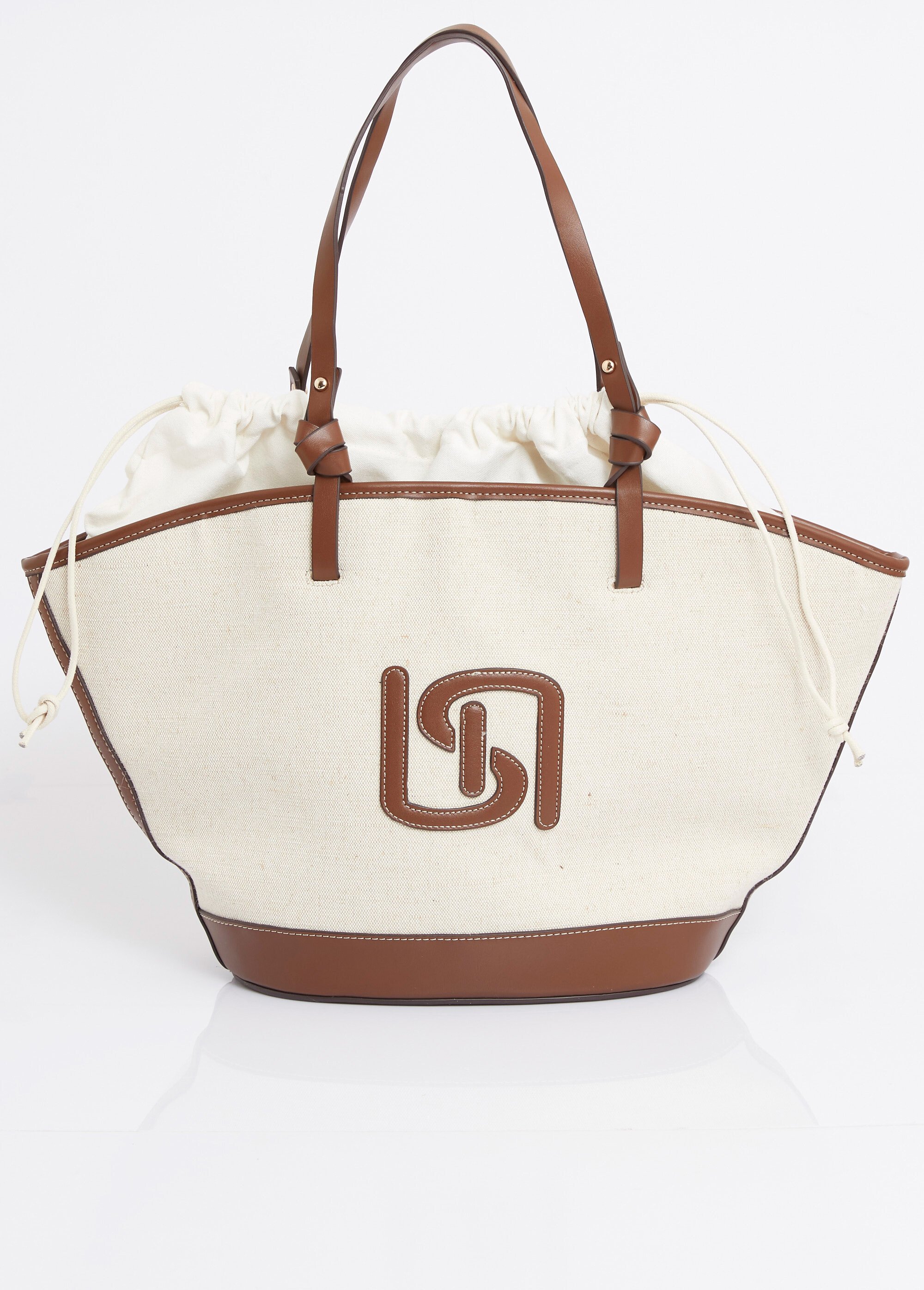 Sac trapèze chic toile et détails simili