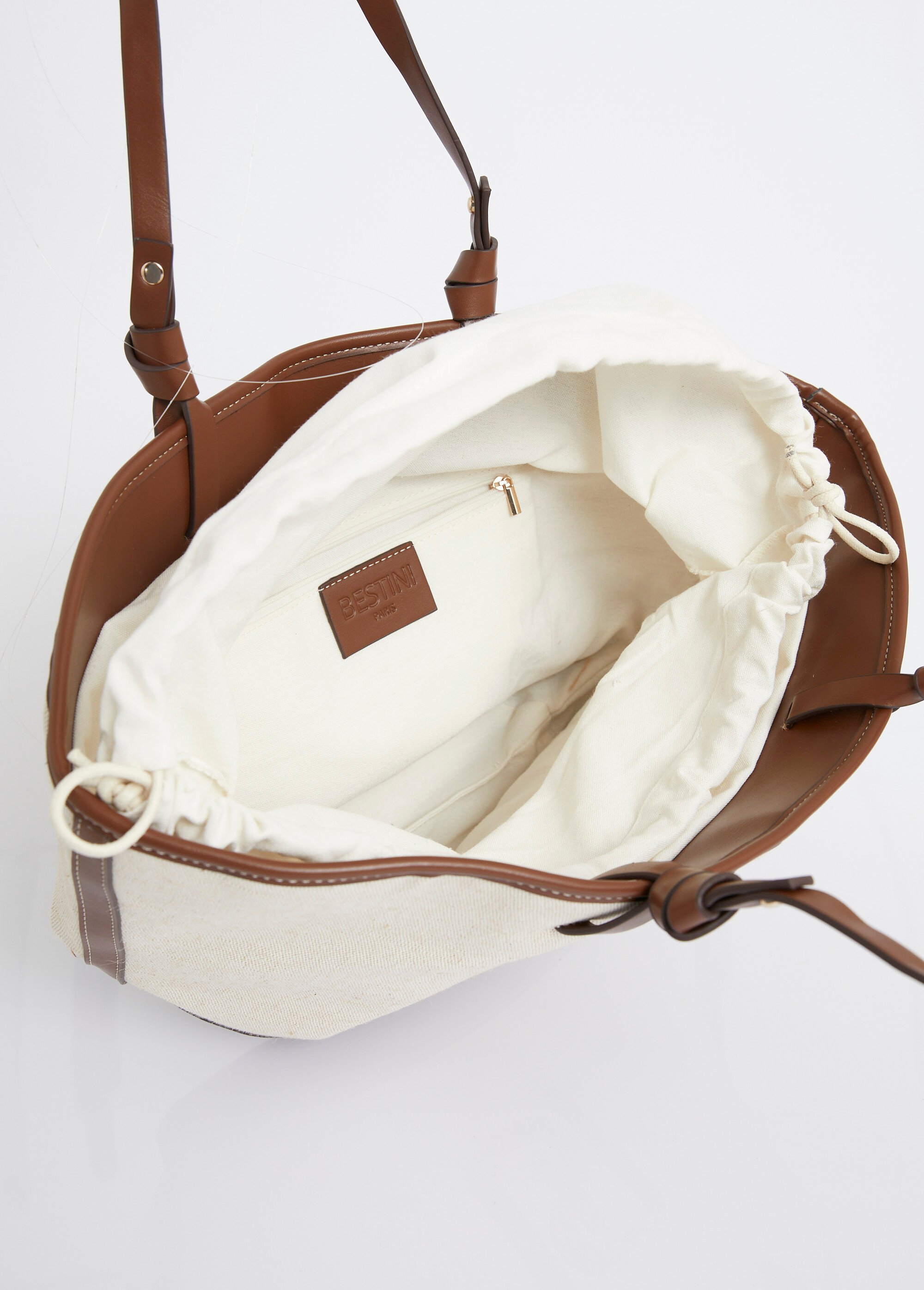 Sac trapèze chic toile et détails simili Femme Marron MIM90214-11 DE2