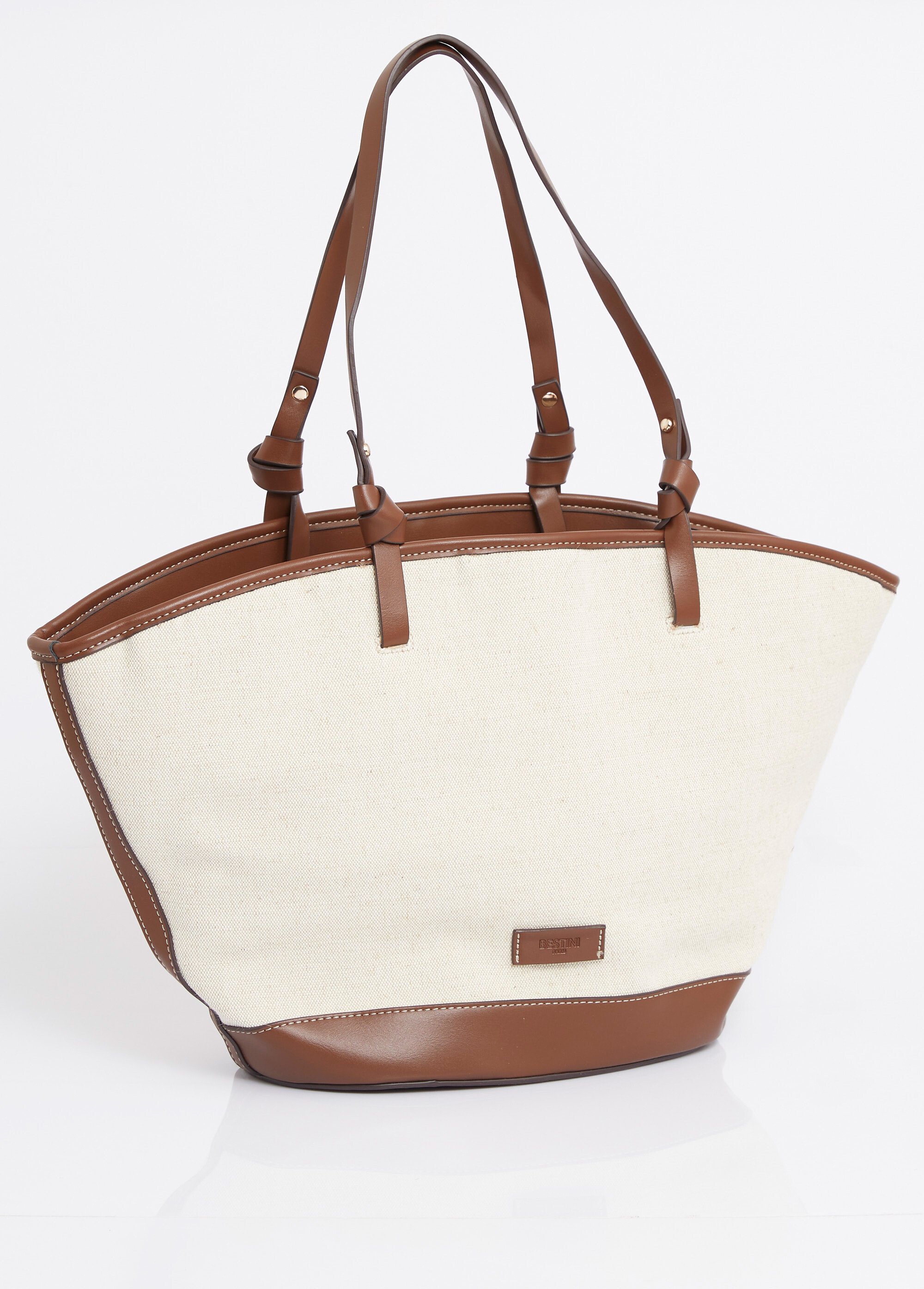 Sac trapèze chic toile et détails simili Femme Marron MIM90214-11 DO1