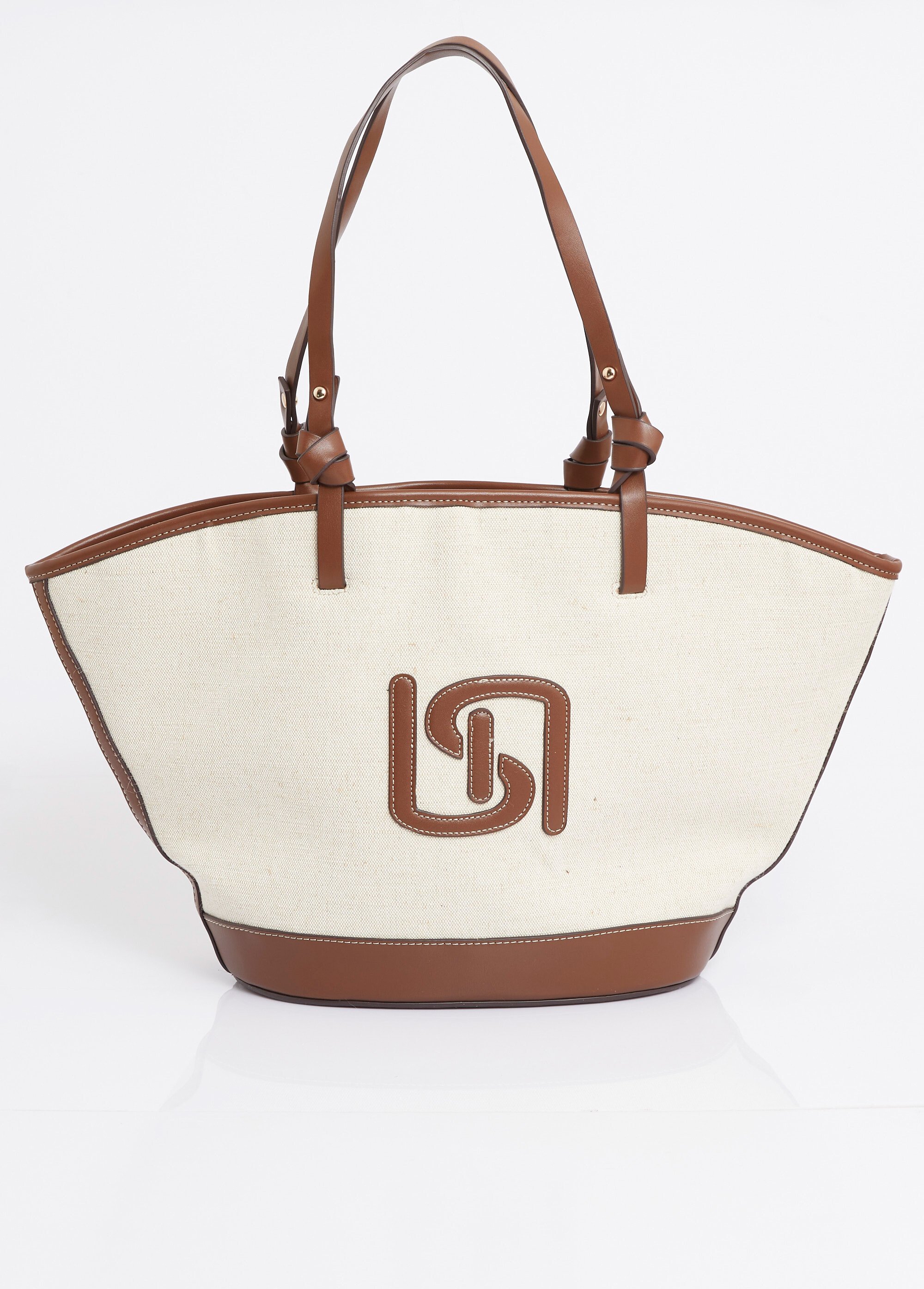 Sac trapèze chic toile et détails simili