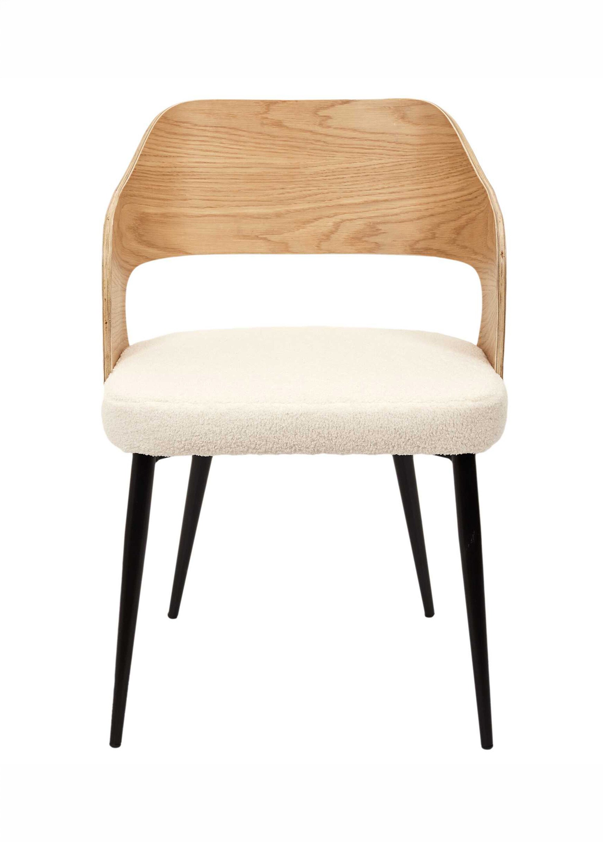 Set 2 Fauteuils bouclette, dossier bois