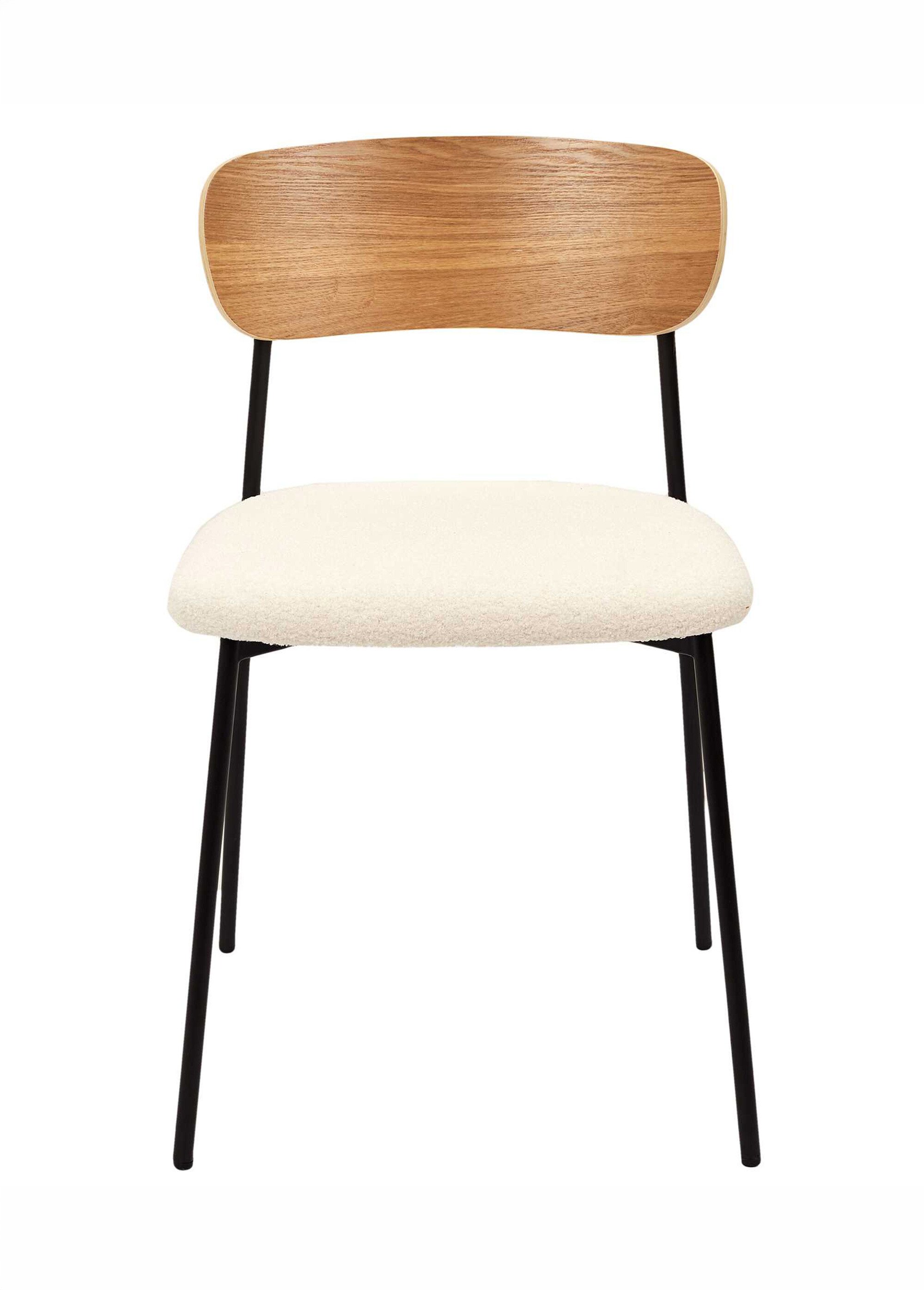 Set 4 Chaises bouclette, dossier bois BLANC CMP-HD7621 DE1