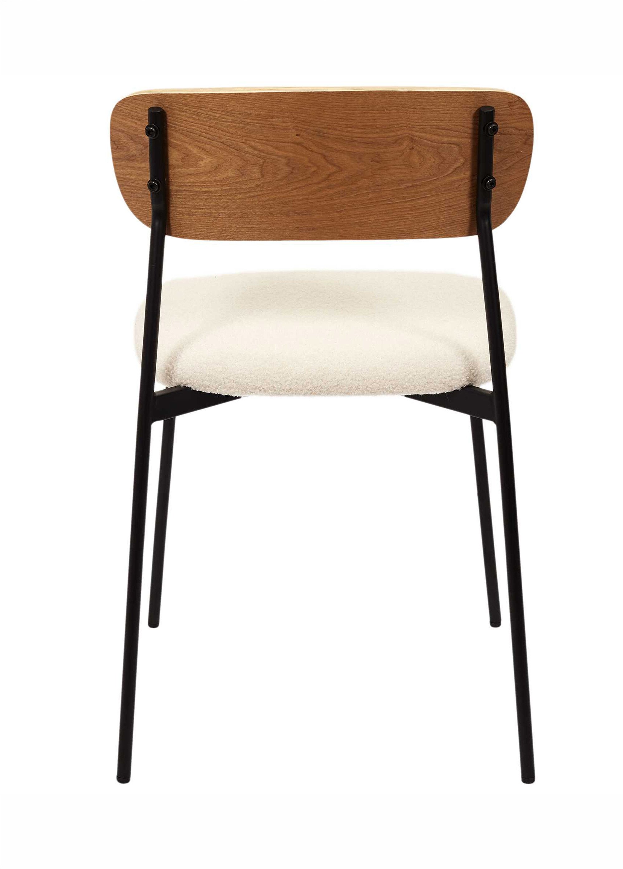 Set 4 Chaises bouclette, dossier bois BLANC CMP-HD7621 DO1