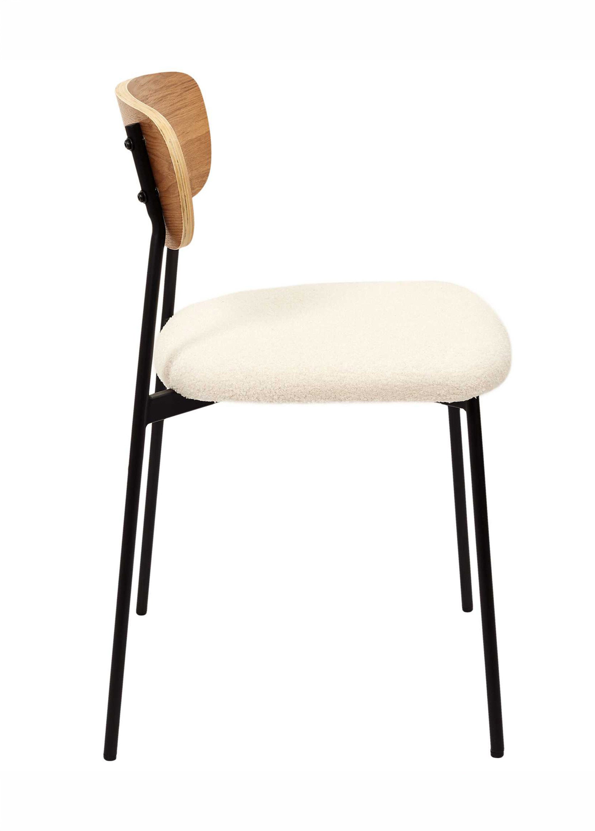 Set 4 Chaises bouclette, dossier bois BLANC CMP-HD7621 DR1