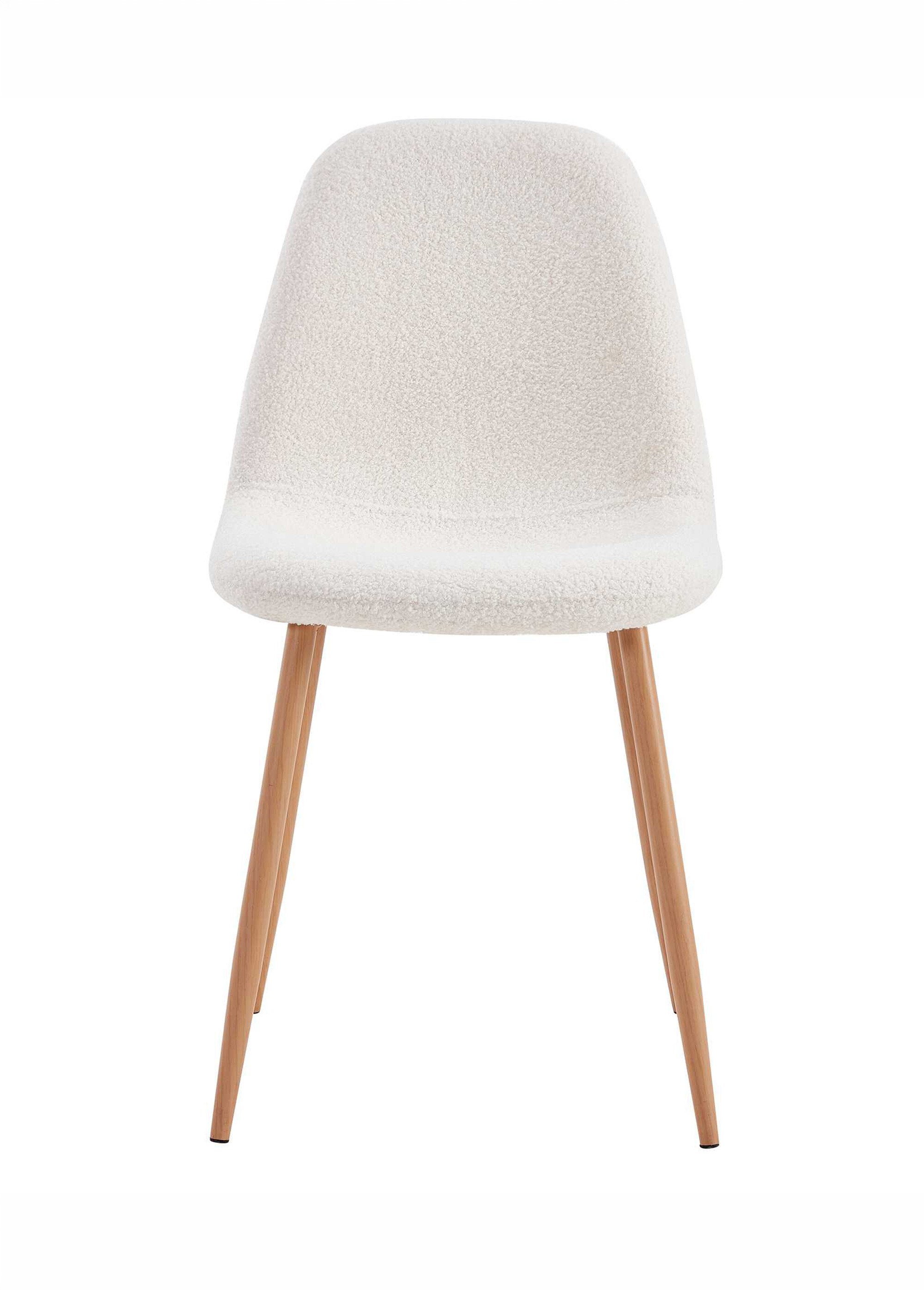 Set 4 Chaises coque bouclette, pieds compas