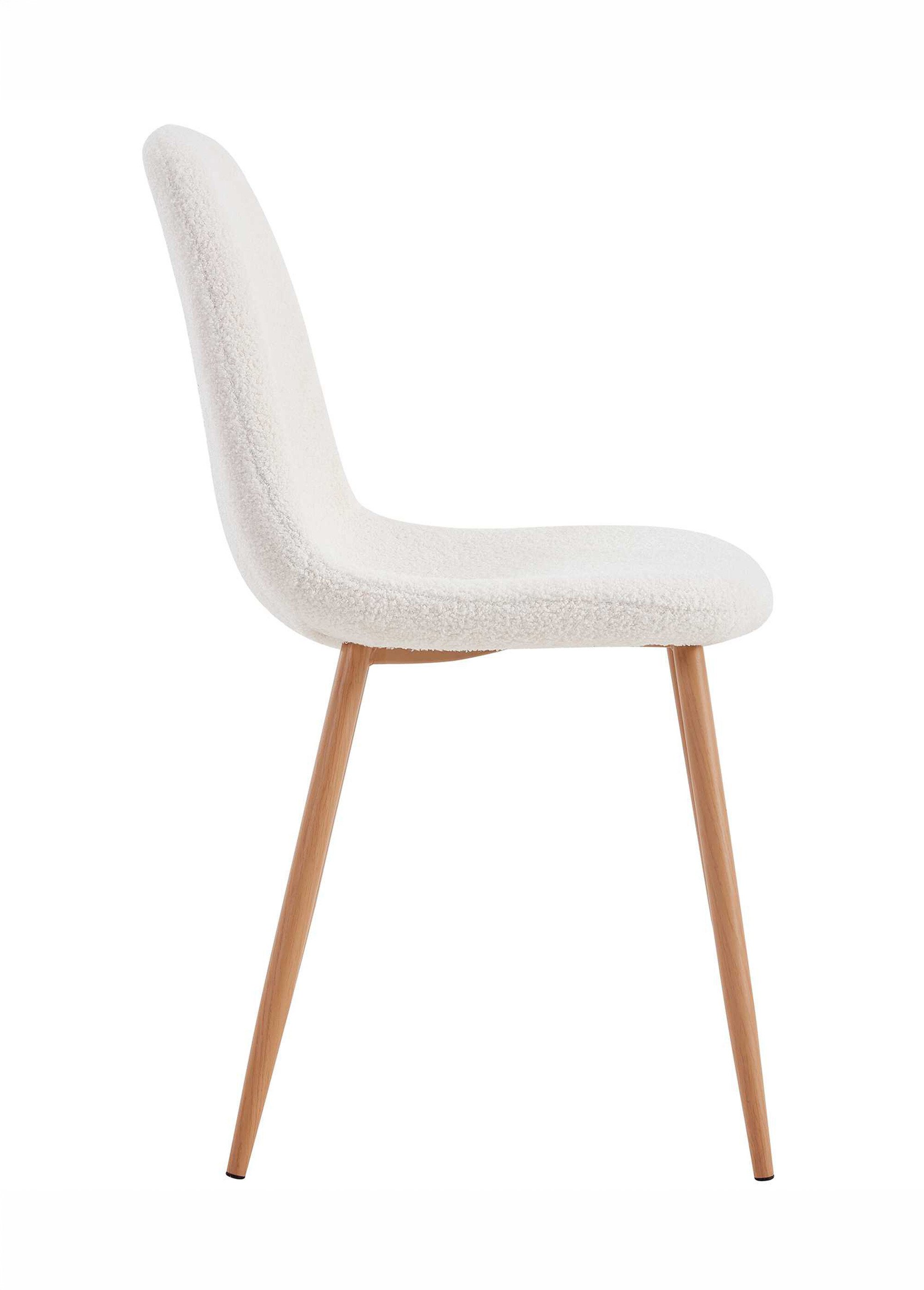 Set 4 Chaises coque bouclette, pieds compas BLANC CMP-HD7622 DR1
